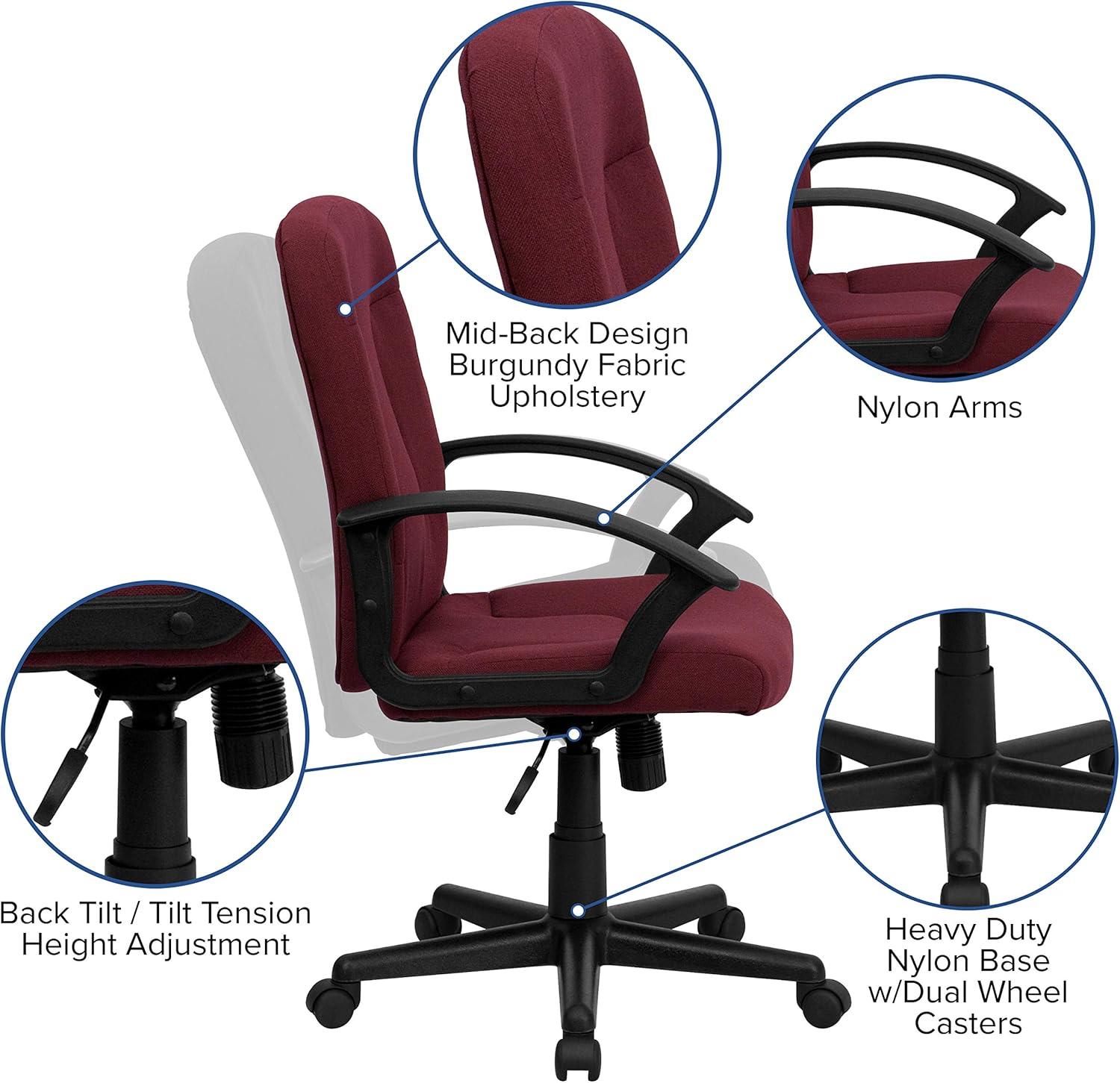 Flash Furniture Mid-Back Fabric Executive Swivel Office Chair with Nylon Arms (Set of 2)