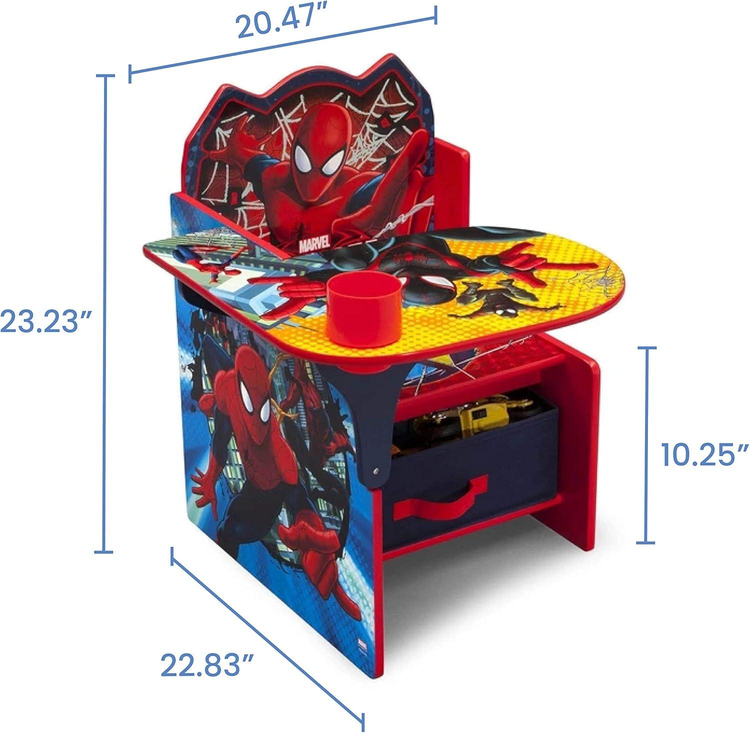 Spider-Man Kids Chair Desk with Storage Bin and Cup Holder