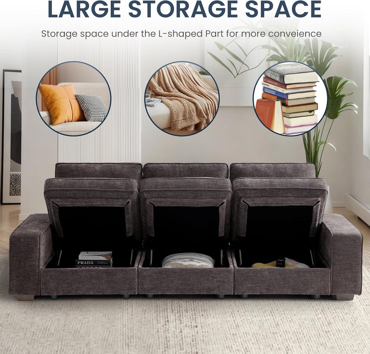 Latitude Run® Modern Modular Chenille Sectional Sofa With Storage Space And Detachable Cover
