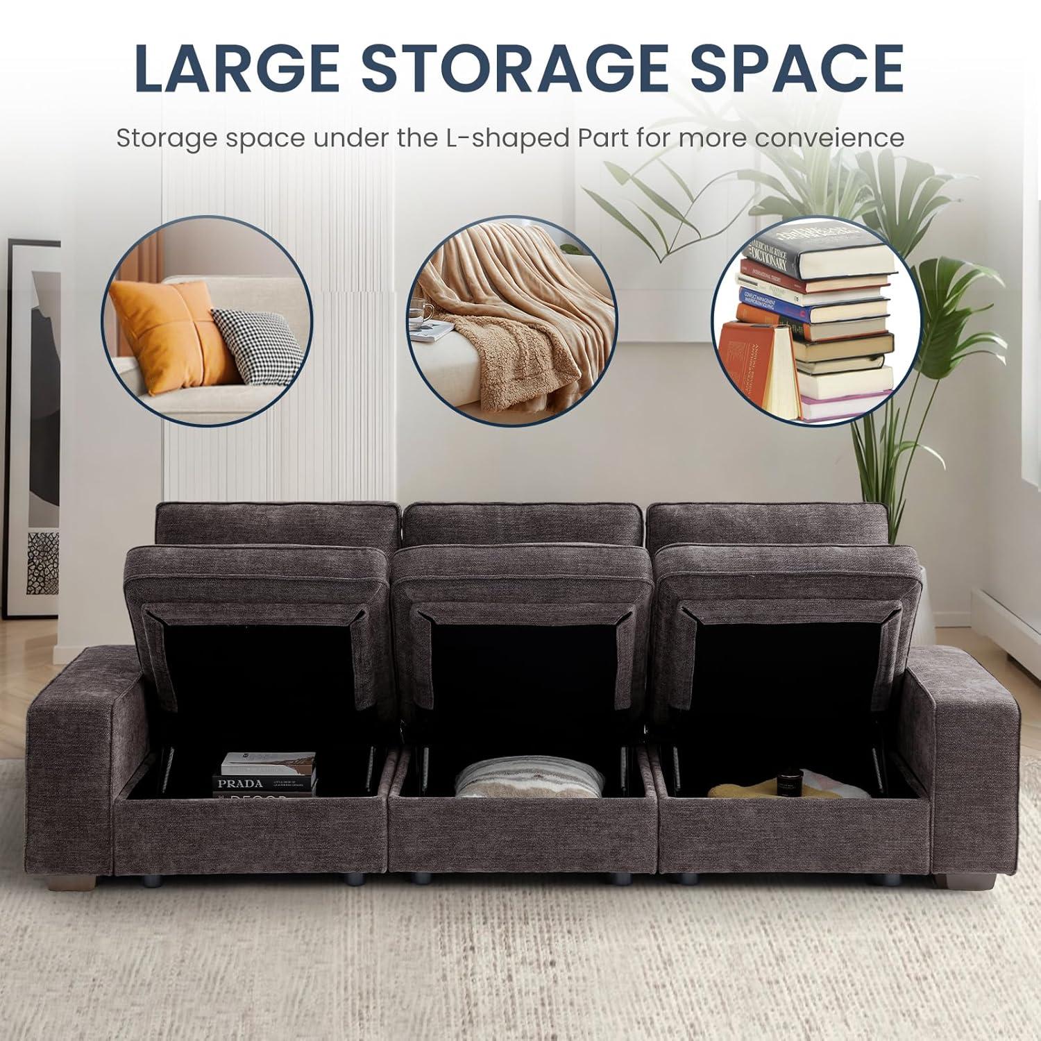 Latitude Run® Upholstered Sofa with Removable Covers & Seat Storage