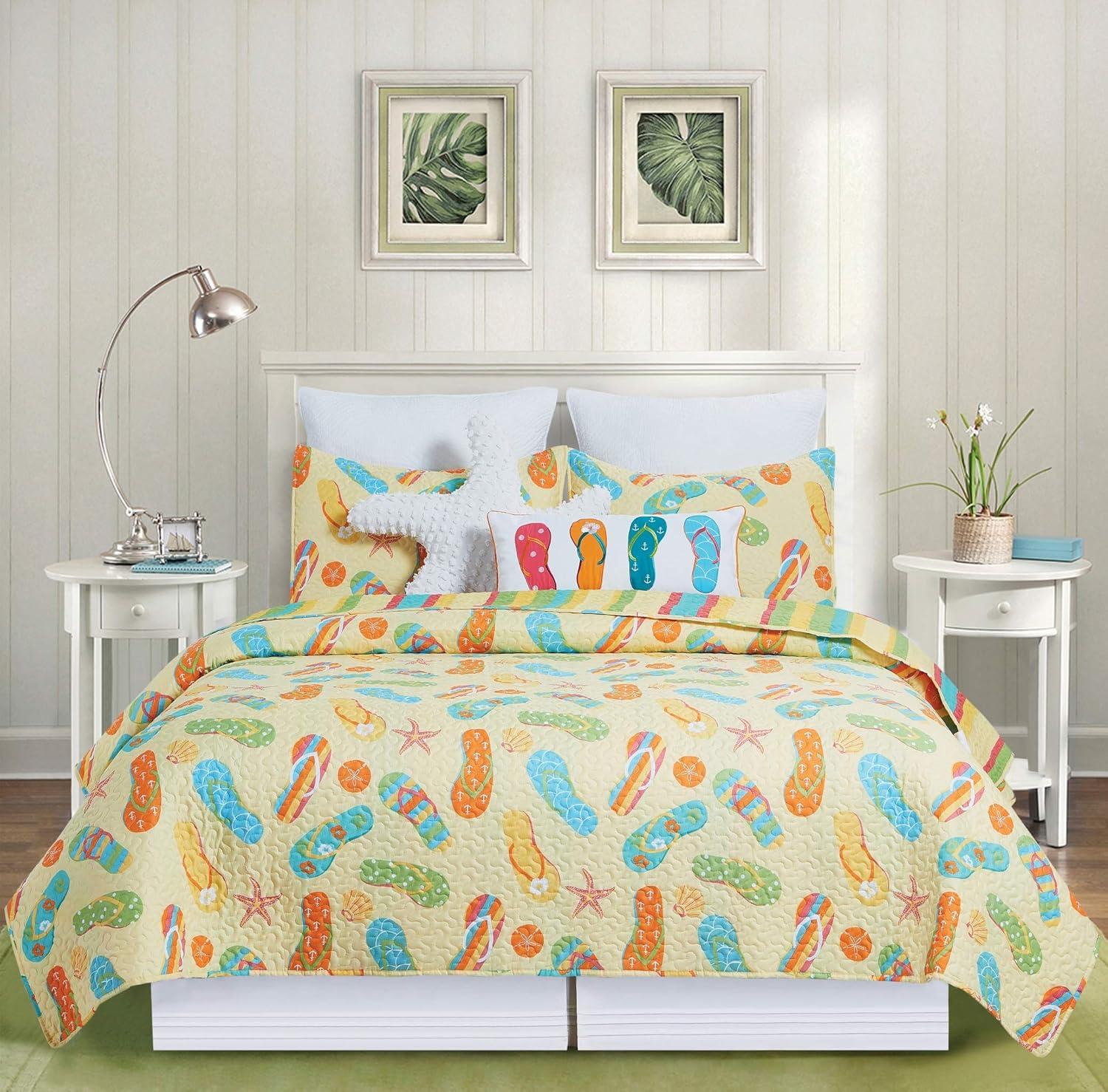 Sunny Splash Cotton Reversible Quilt Set