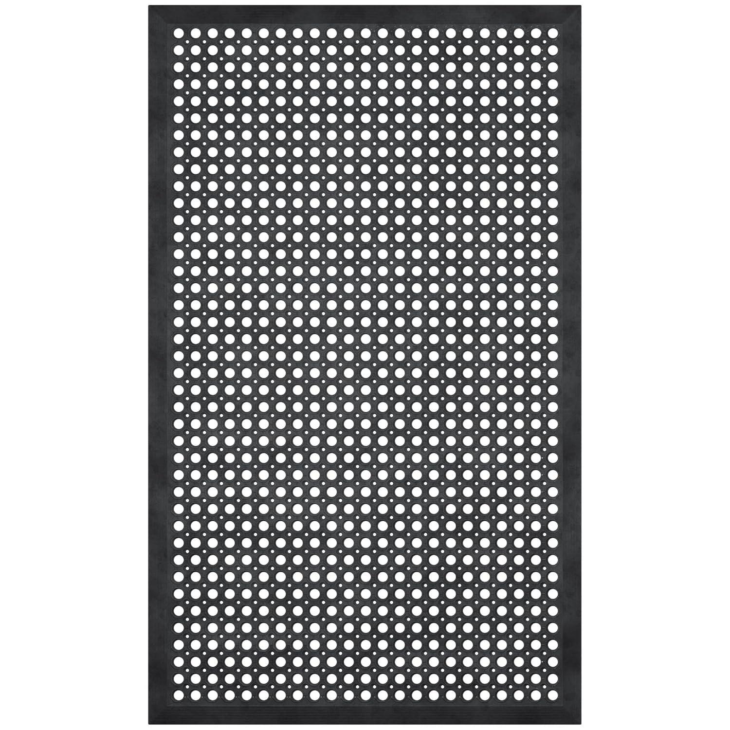 Ottomanson Heavy Duty Rubber Anti-Fatigue Commercial Floor Mat 36" x 60" Indoor Outdoor Non-Slip for Kitchen Garage