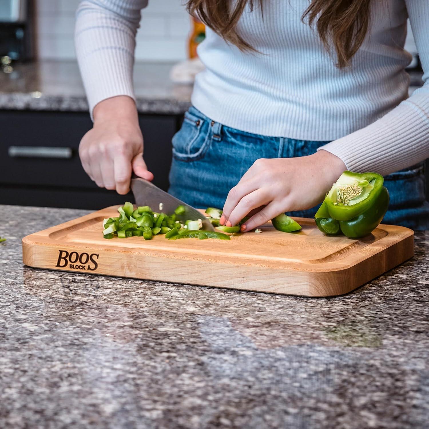 John Boos Boos Block Prestige Series Large Reversible Wood Cutting Board, 1.25-Inch Thickness, 22" x 16" x 1 1/4", Maple