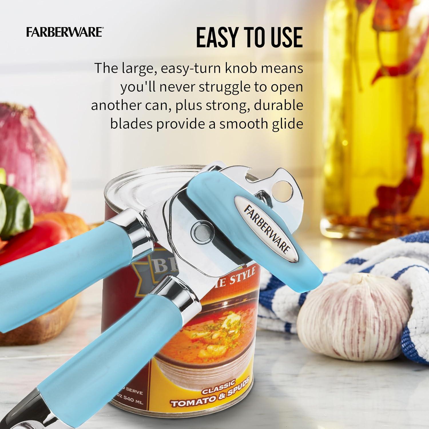 Farberware Professional 2 Stainless Steel Can Opener, Aqua Sky