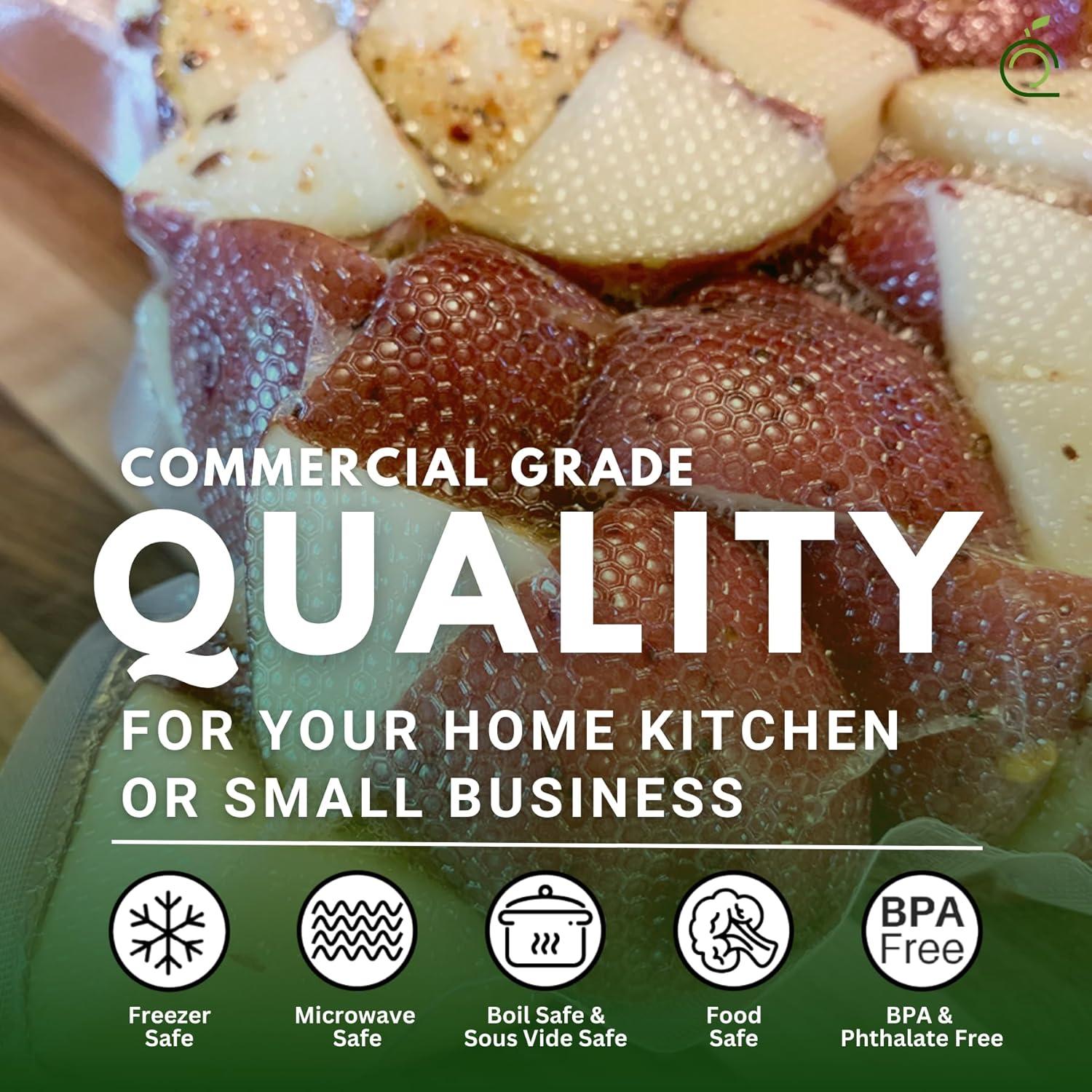 FoodVacBags 11" x 100' Bulk Vacuum Seal Roll - Convenient Dispenser Box with Cutter - Custom Size, Commercial Grade Food Saver Bag Roll - Food Storage, Seal a Meal in Food Sealer Bags