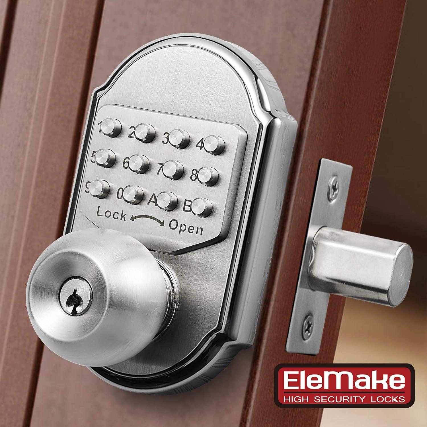 Keyless Entry Door Lock - Door Locks with Keypads, Deadbolt Lock Keypad Door Knob, Stainless Steel (Pass Code or Key) 100% Mechanical, No Electronic Gray