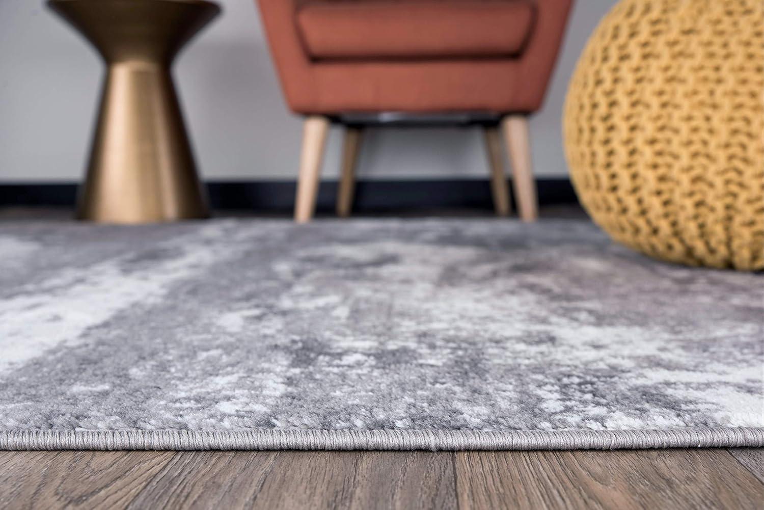 World Rug Gallery Distressed Abstract Watercolor Gray 5' x 7' Area Rug