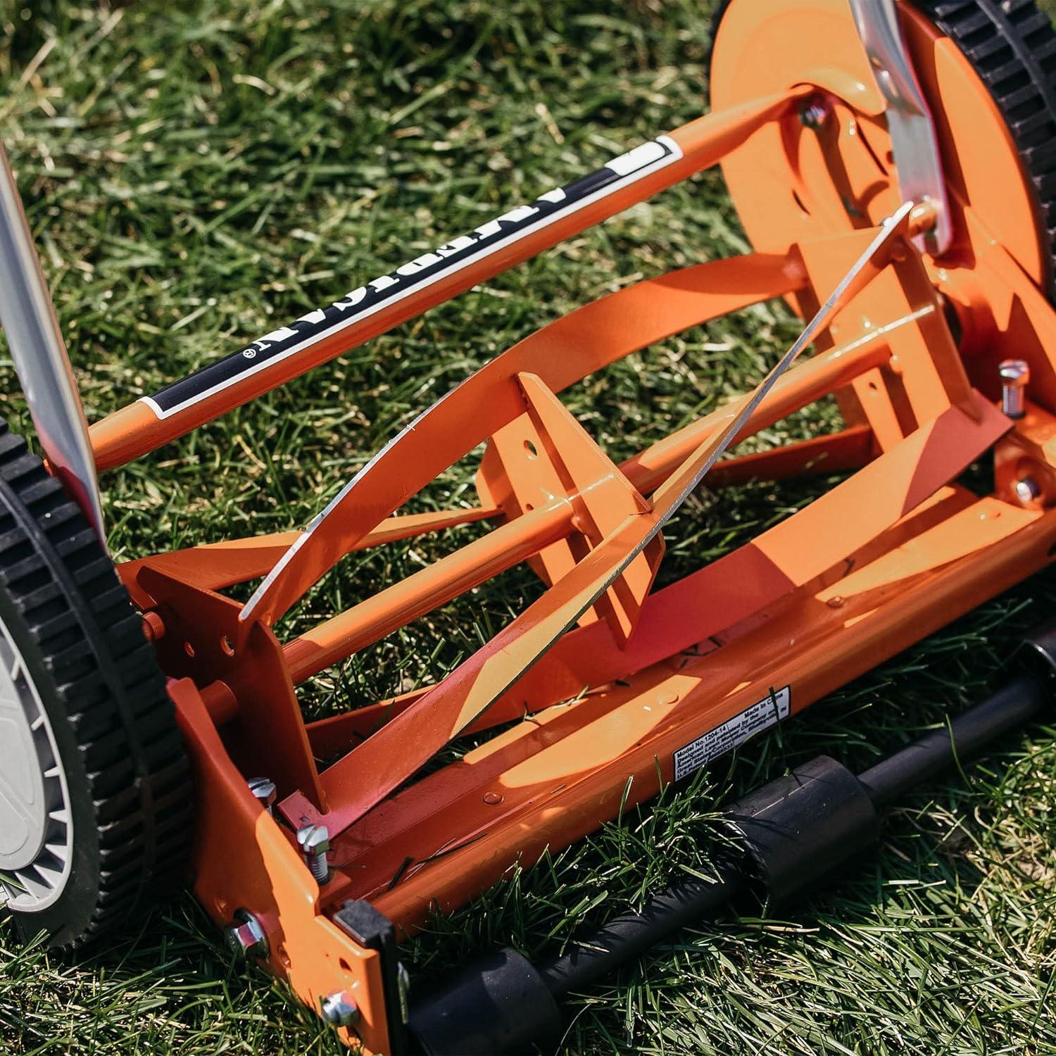 16 in. 5-Blade Manual Walk Behind Reel Lawn Mower, Grass Catcher Included