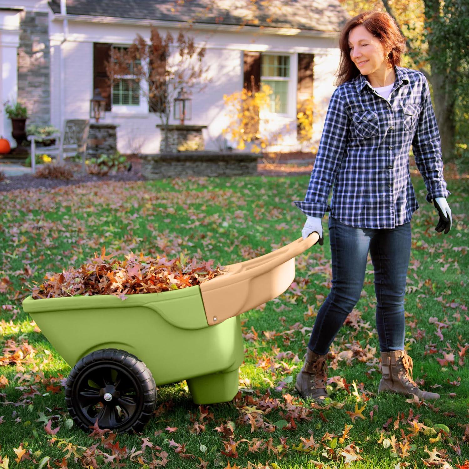 Simplay3 Easy Haul Durable Wheelbarrow with Garden Tool Storage Tray - Large Easy Turn Wheels - Gray - Made in USA