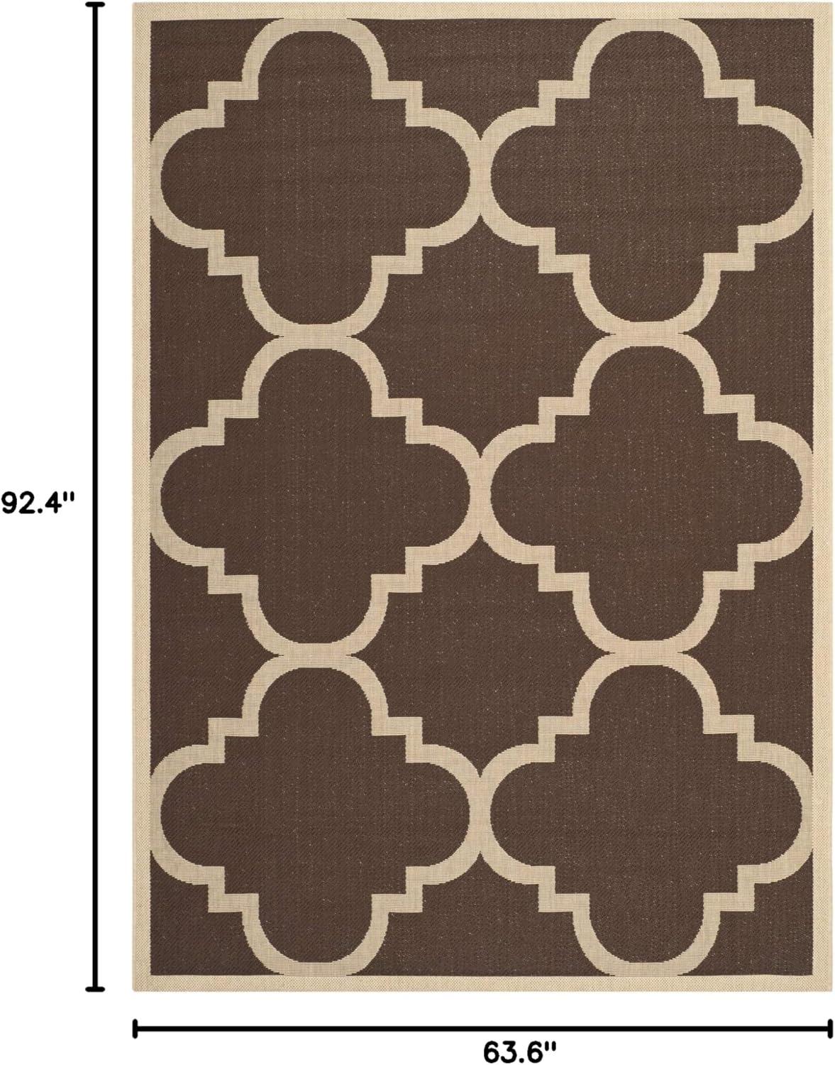 Safavieh Courtyard Becky Quatrefoil Indoor/Outdoor Area Rug, 5'3" x 7'7", Dark Brown