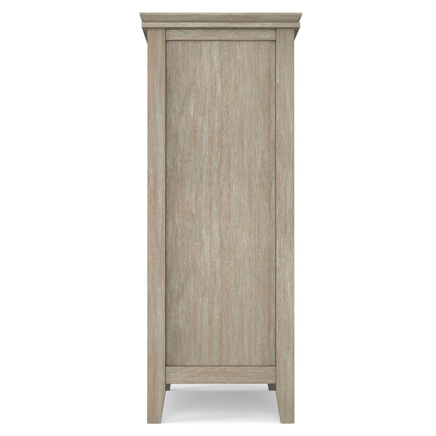Simpli Home Artisan 38"W Solid Wood 4-Shelf Medium Storage Cabinet with Glass Doors and Adjustable Shelves