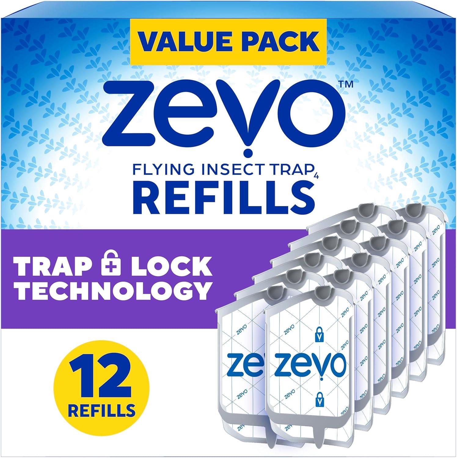 Zevo Flying Insect Trap, Fly Trap Captures Houseflies, Fruit Flies, and Gnats 1 Plug-in Base + 1 Cartridge