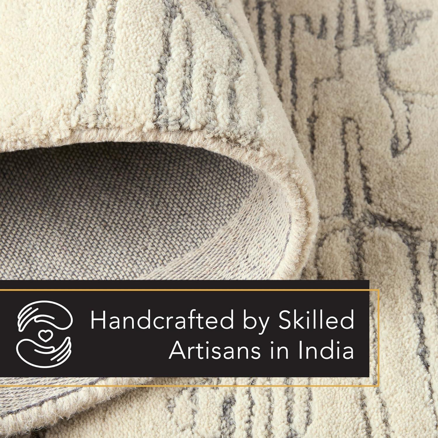 Town & Country Luxe Remin Abstract Line Art Handcrafted Area Rug Beige/Blue