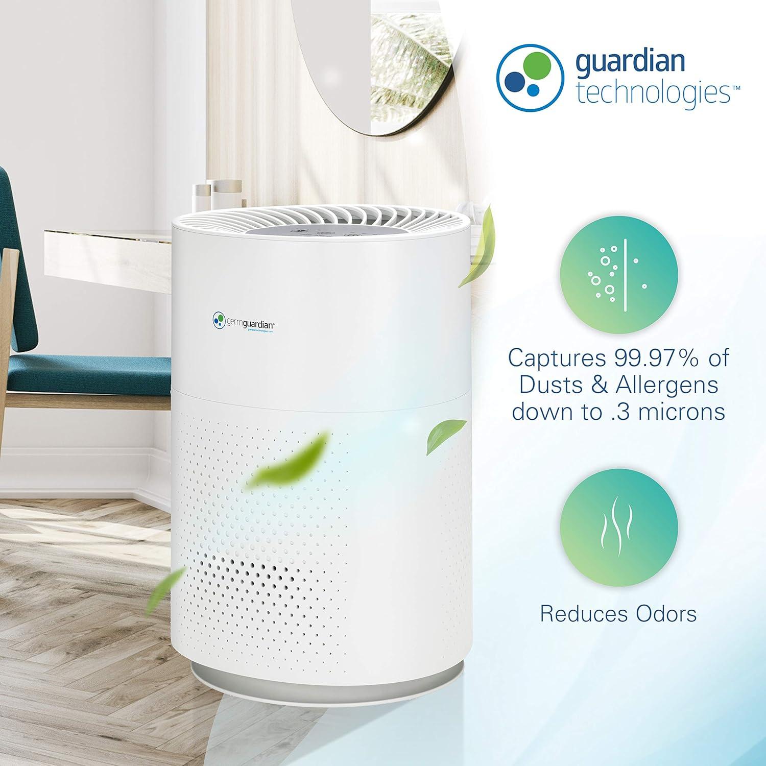 GermGuardian Air Purifier with HEPA Pure Filter Removes Odors, Mold, 510 Sq. ft, AC4200W, White