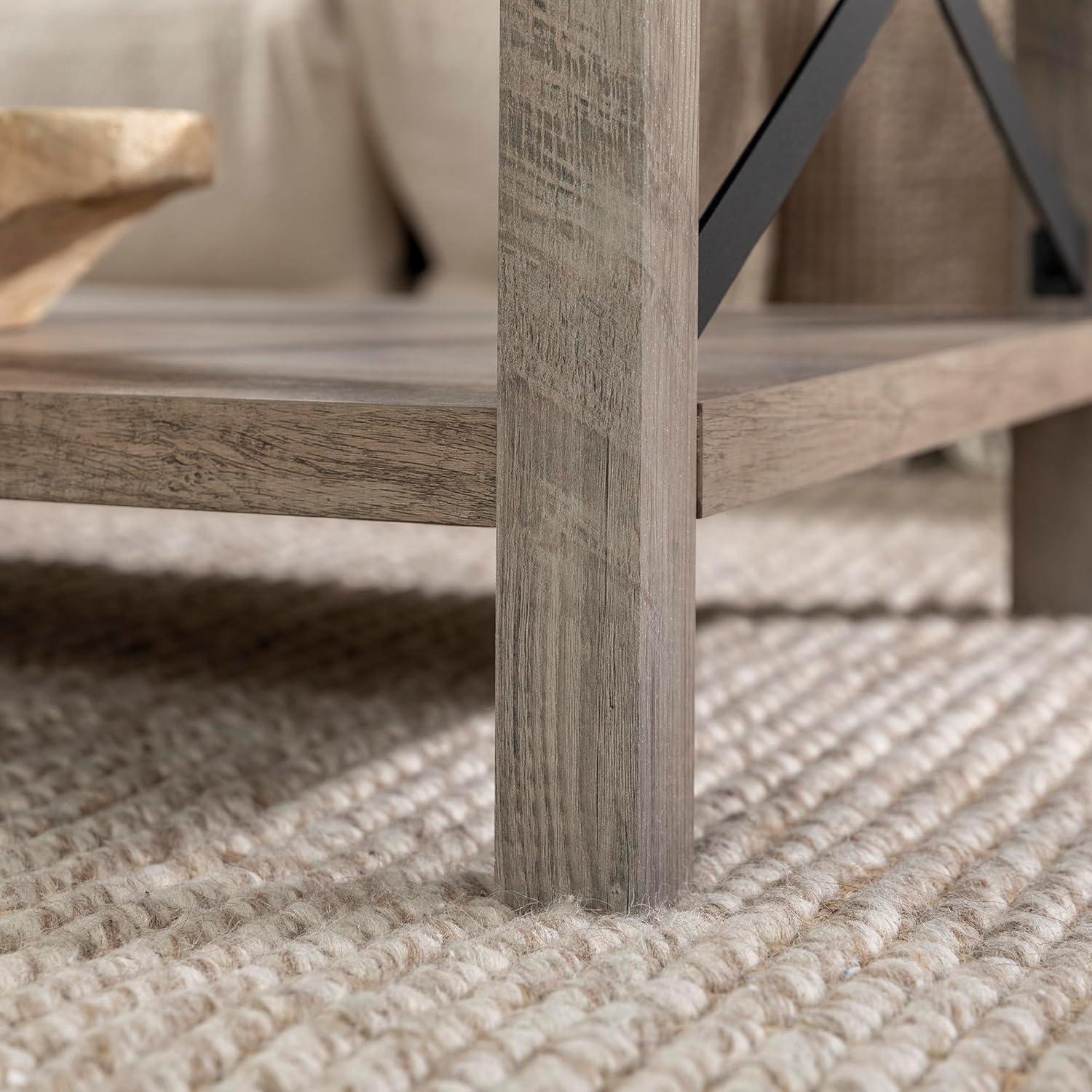 Walker Edison Farmhouse Open Storage Coffee Table, Sable