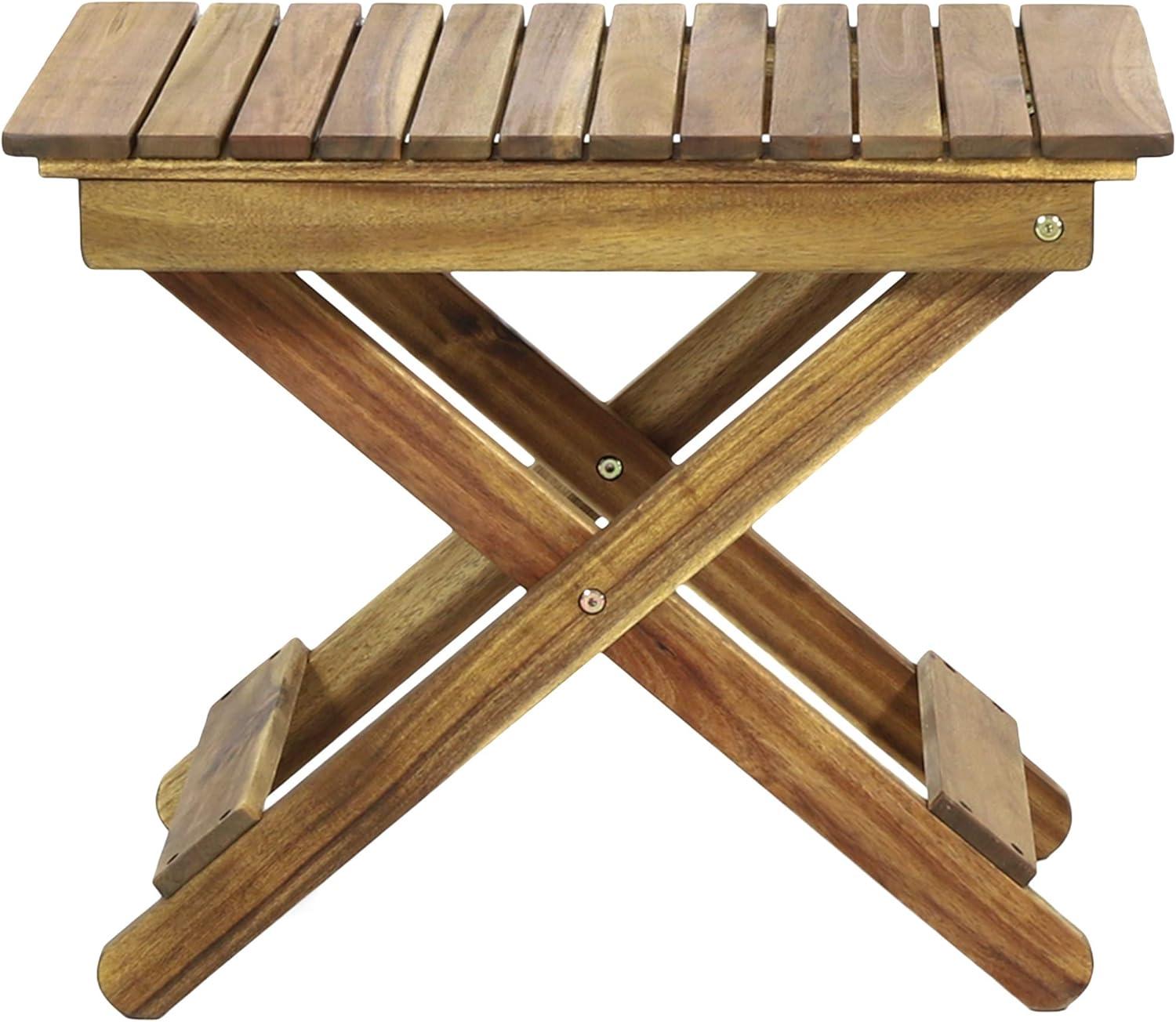 Natural Acacia Wood Outdoor Folding Side Table