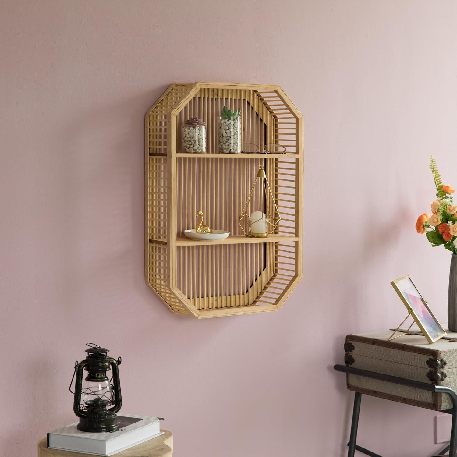 Decorative Rectangle Display Shelf With 2 Shelves for The Dining Room, Living Room, or Office.