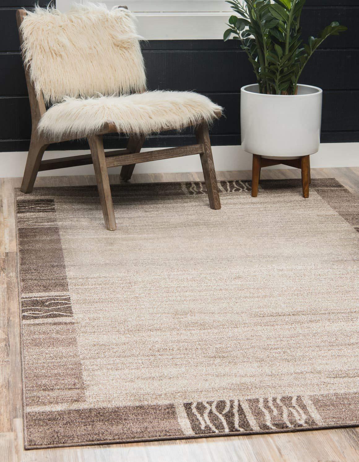 Unique Loom Del Mar Collection Area Rug - Sarah (9' x 12' Rectangle Dark Beige/Brown)
