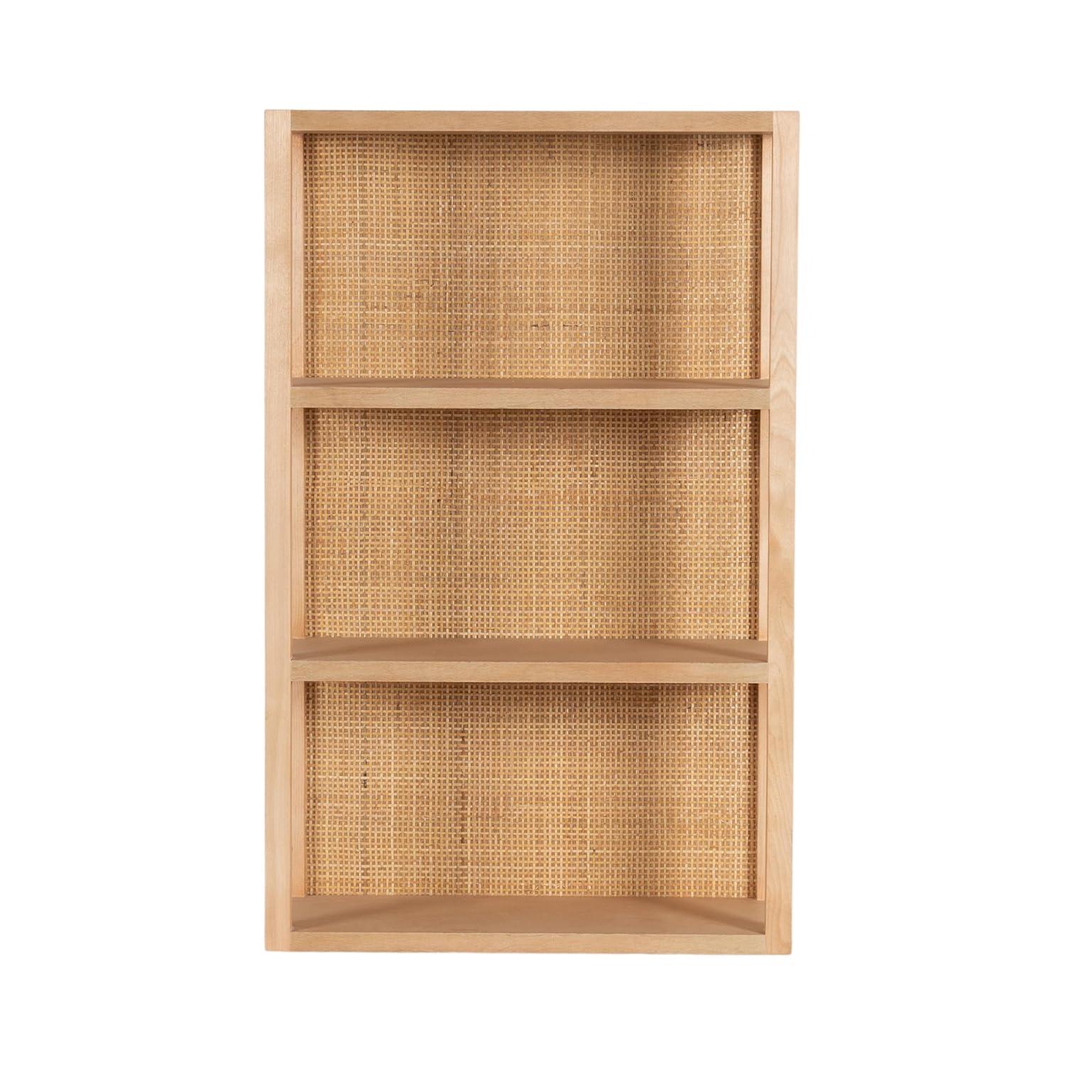 Kate & Laurel All Things Decor 30" Ori Rattan/Wood Wall Shelf Natural