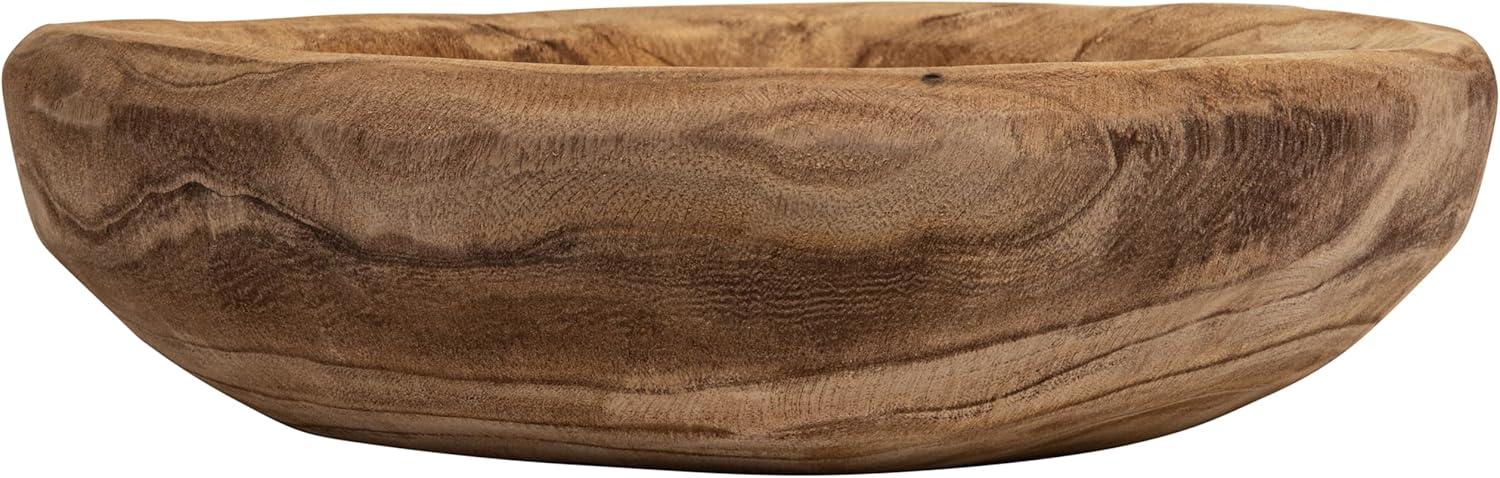 Round Decorative Paulownia Wood Bowl (19") - Storied Home: Hand-Made, Unique Centerpiece, Online-Exclusive