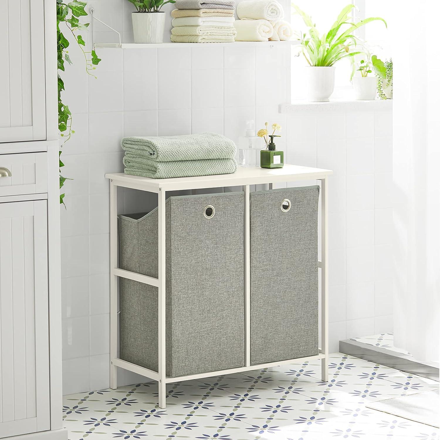 Haotian Bathroom Laundry Hamper Basket with Shelf