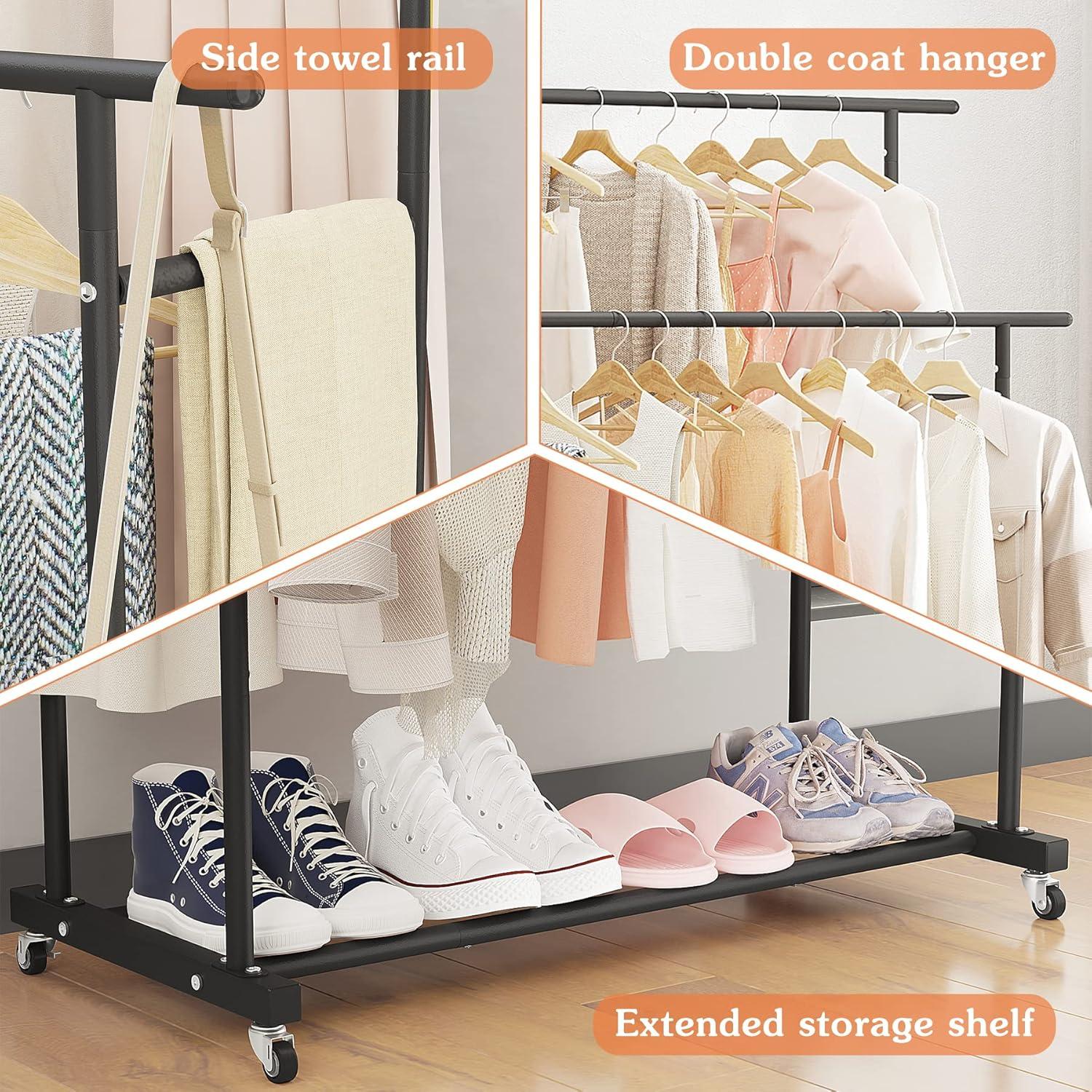 Portable Rolling Clothes Rack - 3 Tier