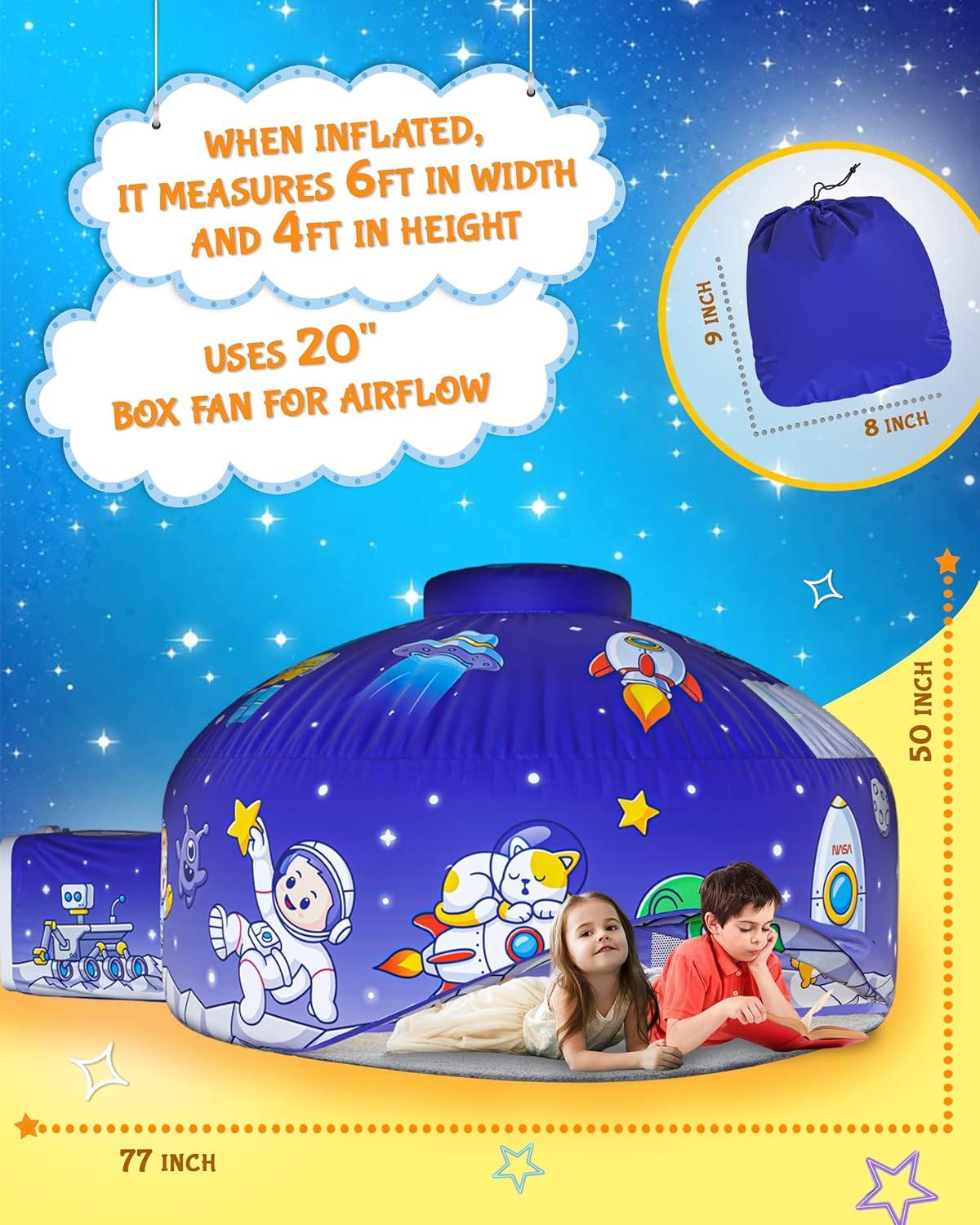 Skywin Air Tent Playhouse for Kids - 77x50 Inches Inflatable Kids Tent Sets Up and Stores Away in Seconds (Fan NOT Included) (Space)