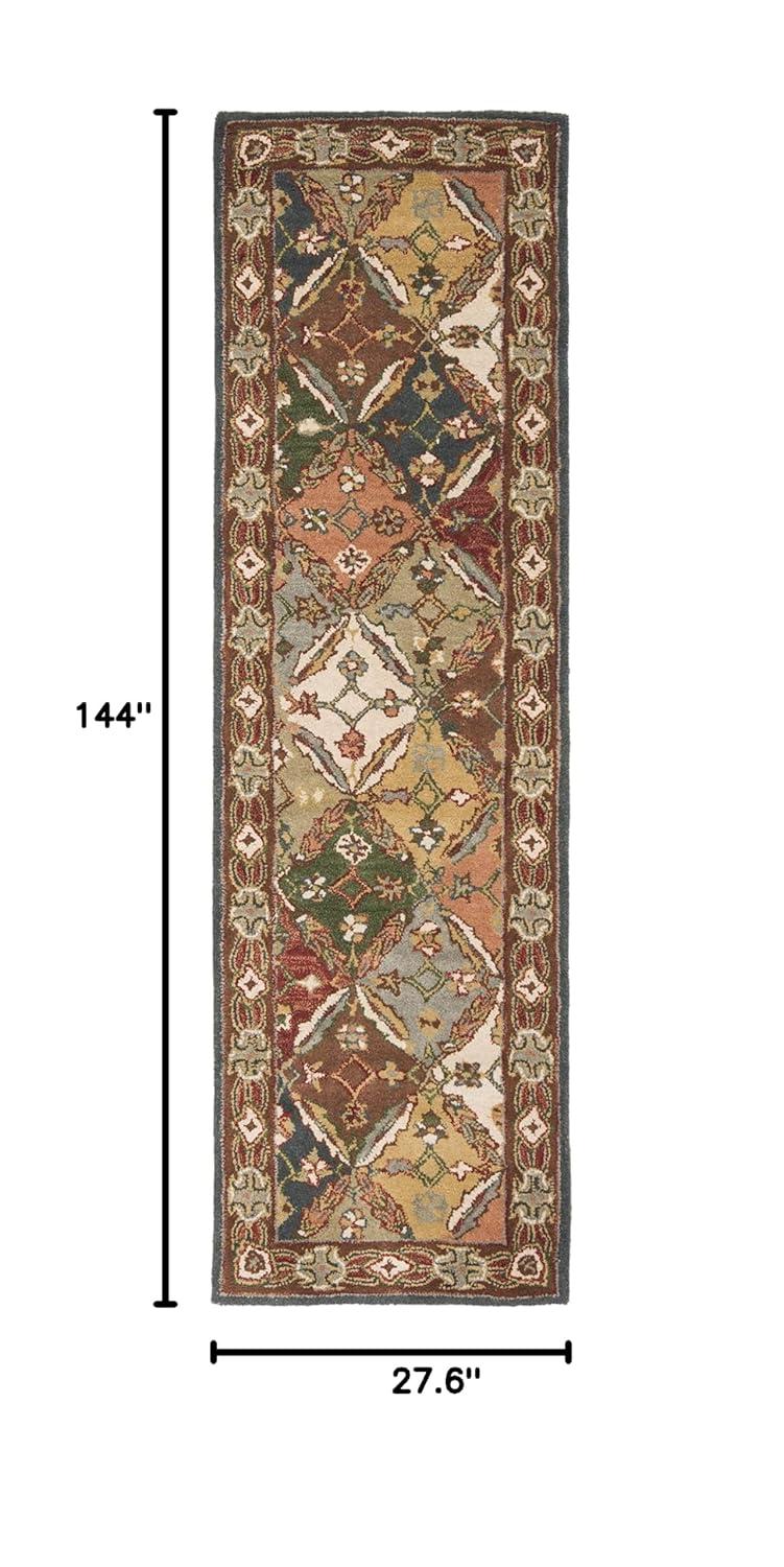 SAFAVIEH Heritage Abbey Traditional Wool Runner Rug, Green/Red, 2'3" x 12'
