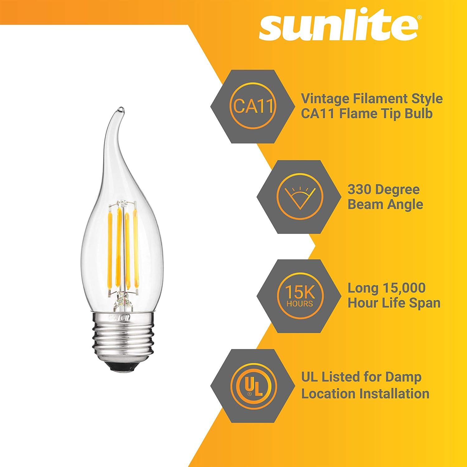 Clear LED Flame Tip Chandelier Bulb, Medium Base, Dimmable