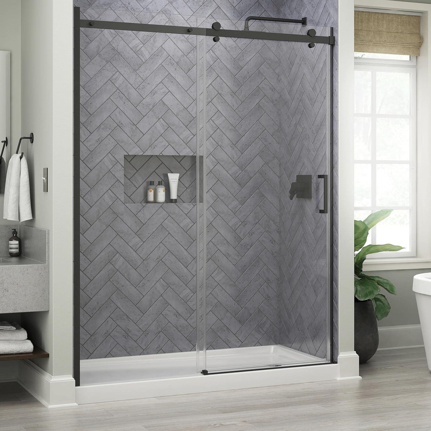 Delta Sdes860-R Commix 76" High X 60" Wide Sliding Frameless Shower Door - Black