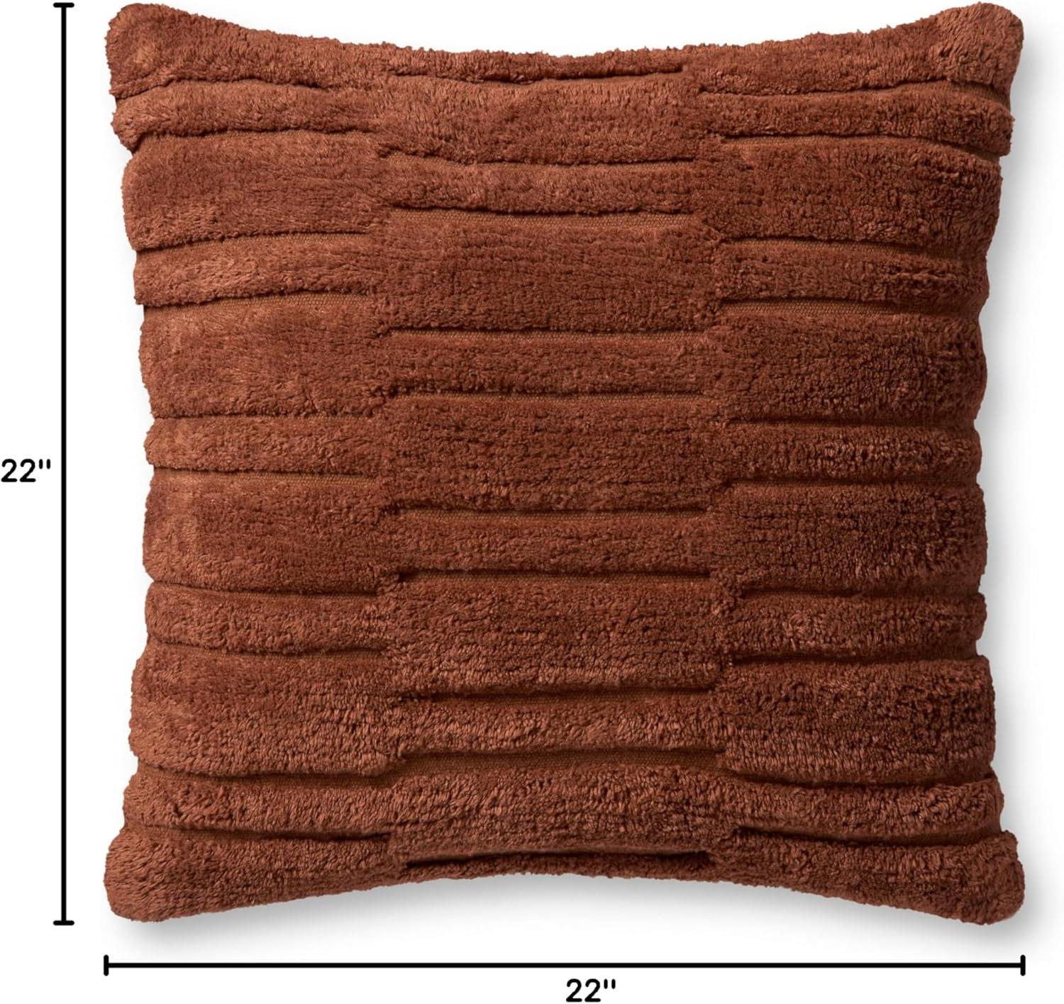 Rust Textured Cotton Blend 22'' x 22'' Pillow Cover