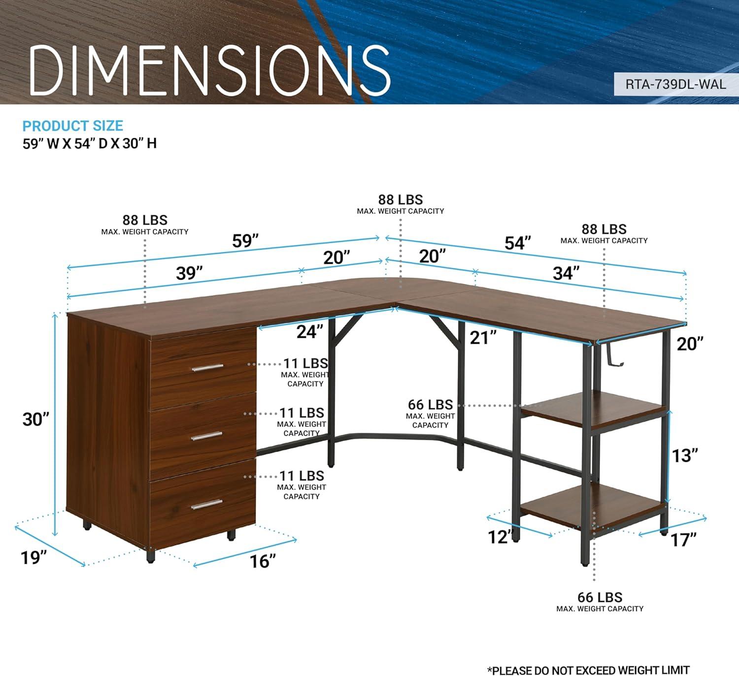 L Shape Home Office Two-Tone Desk with Storage - Techni Mobili