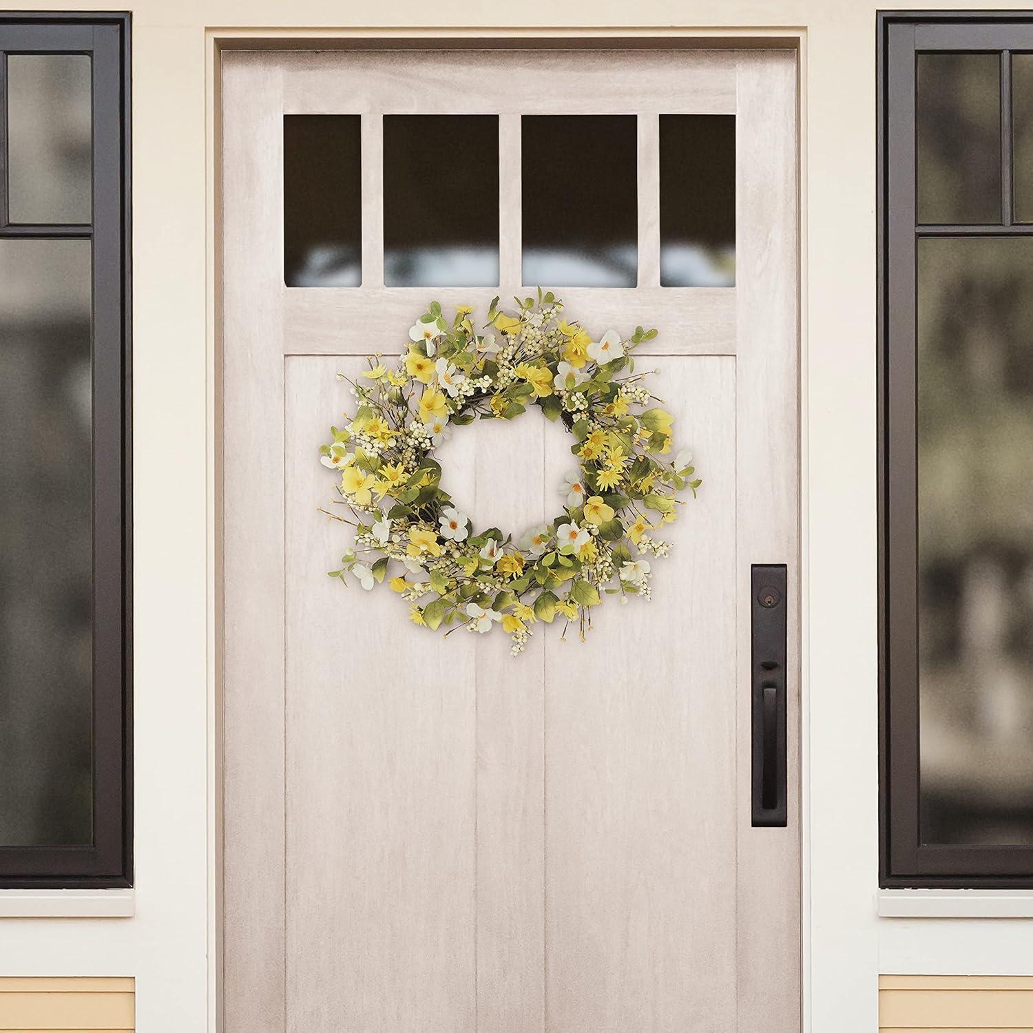 Puleo International 24 in. Artificial Daisy and Dogwood Wreath