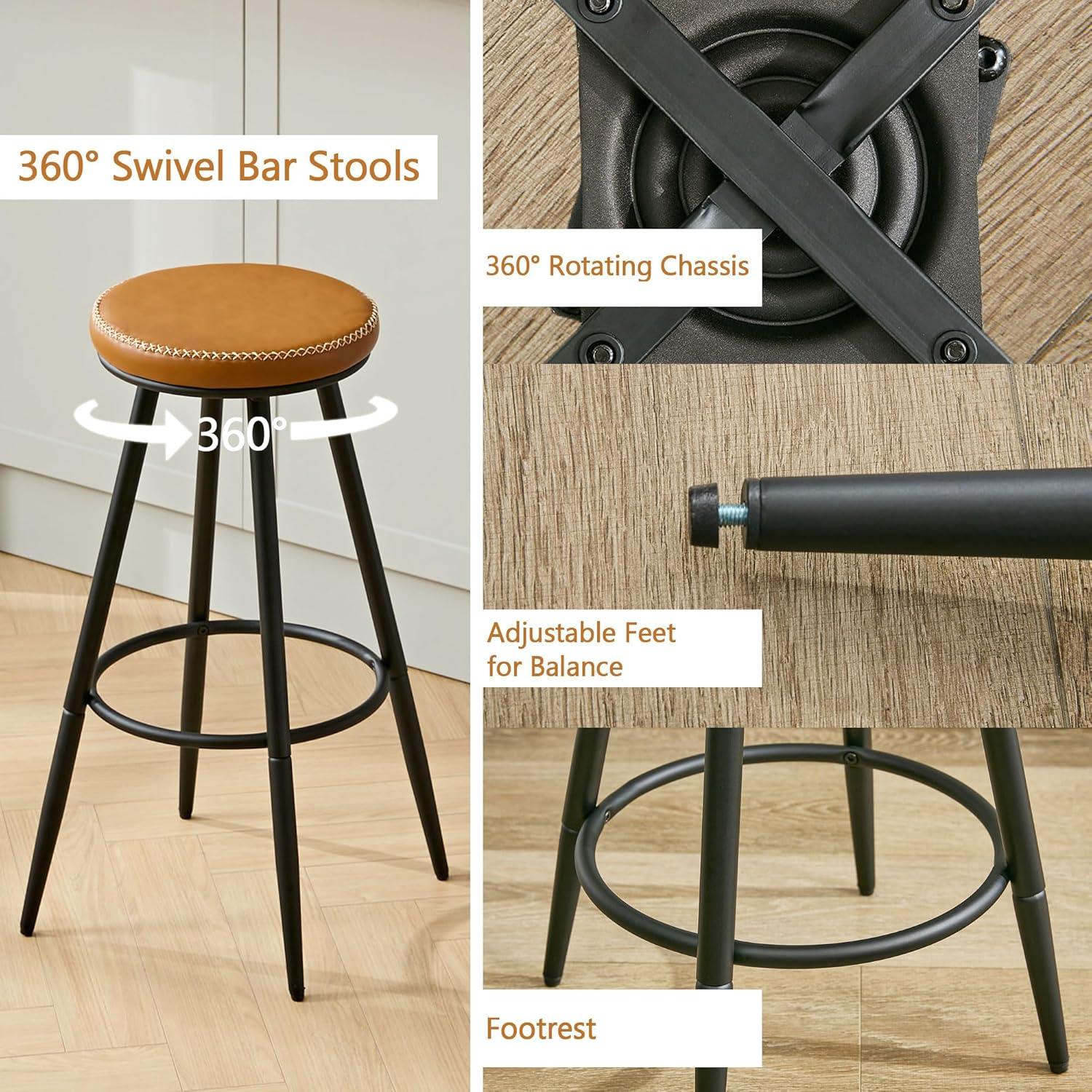 Swivel Backless Counter Height Bar Stools(Set of 2)