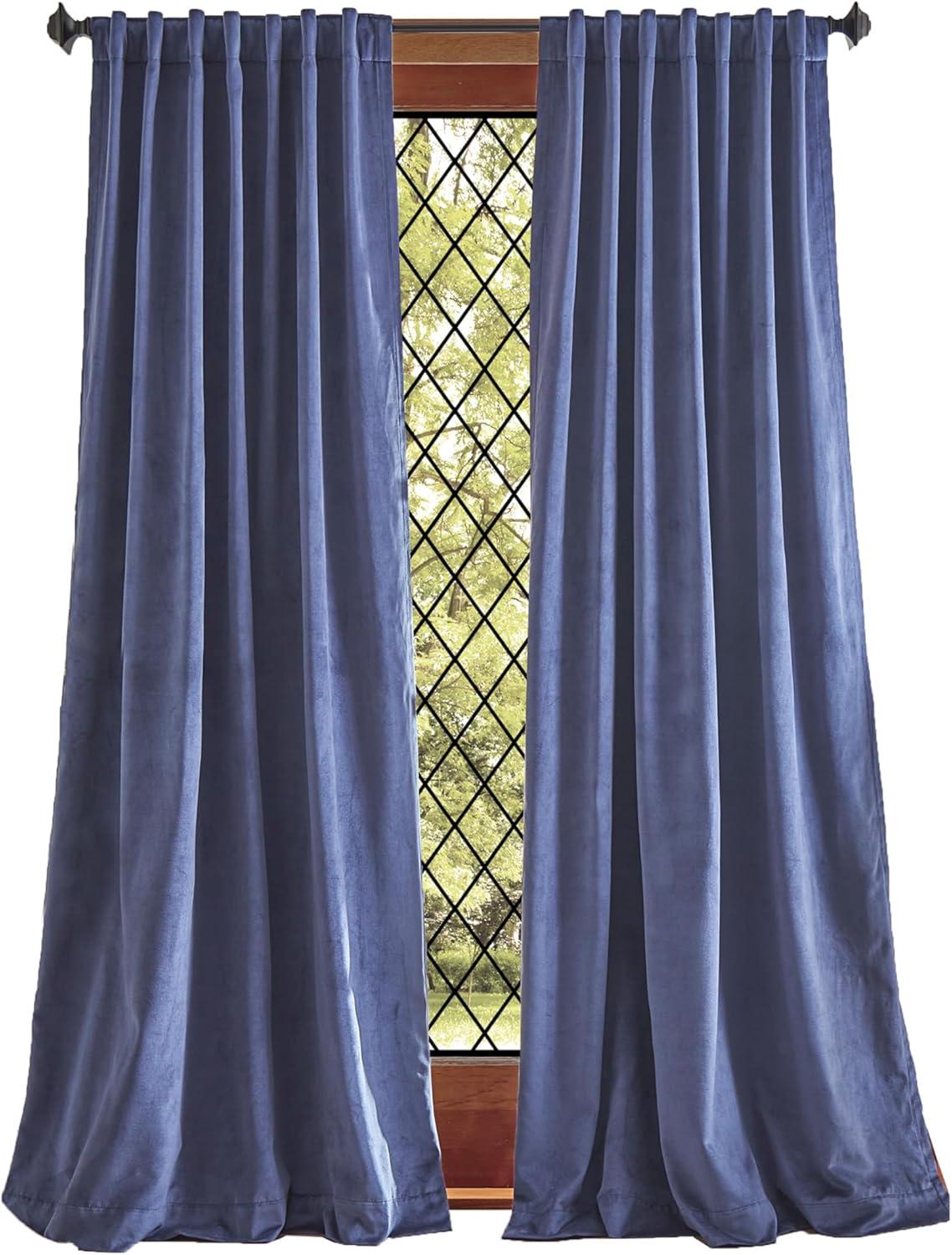 Martha Stewart Lucca Velvet Solid Max Blackout Rod Pocket Curtain Panel Pair (Set of 2) (Set of 2)