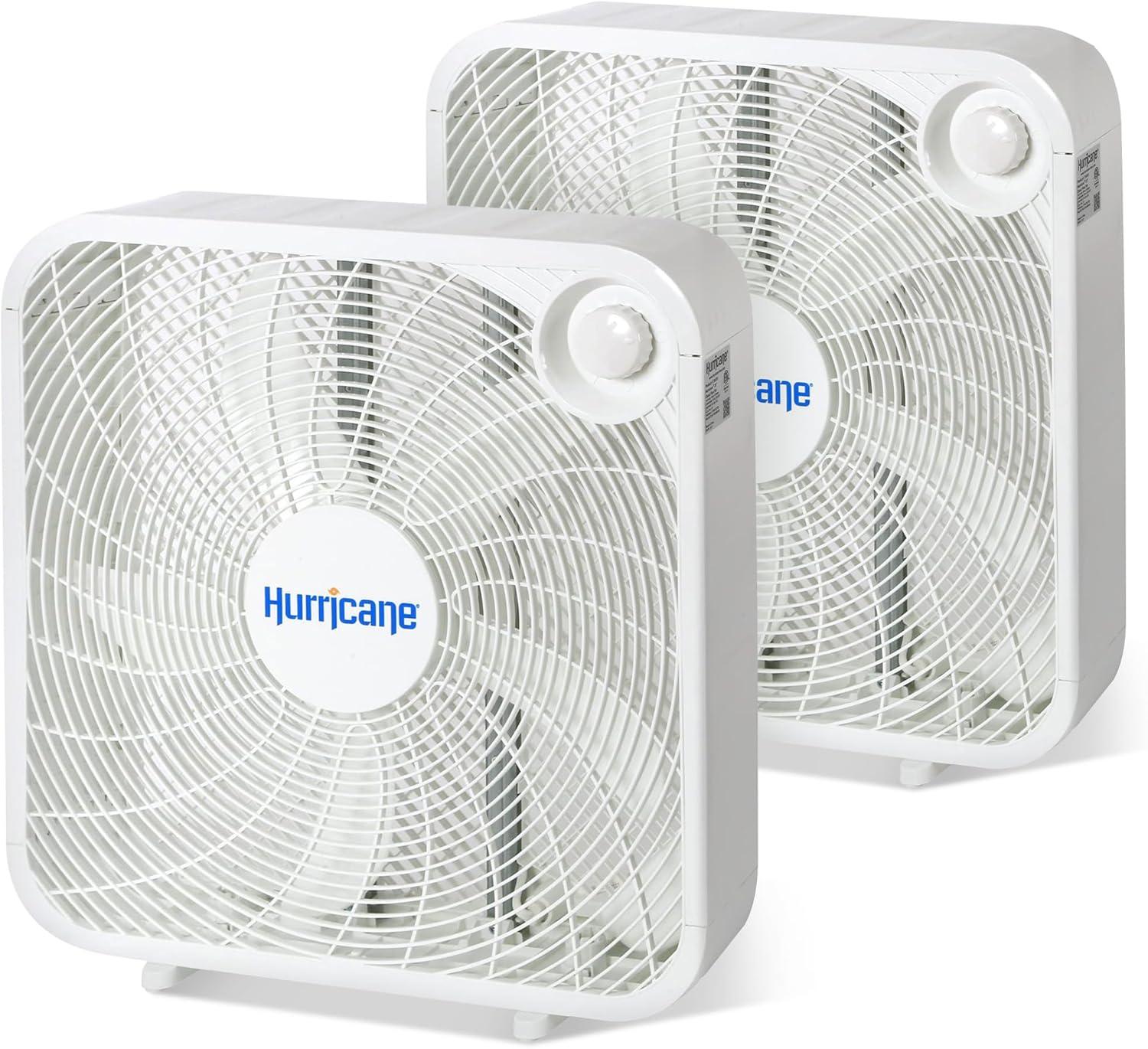 Hurricane Hurricane 20" Classic Series Floor Box Fan with 3 Speed Settings, 2 Pack, White (Set of 2)