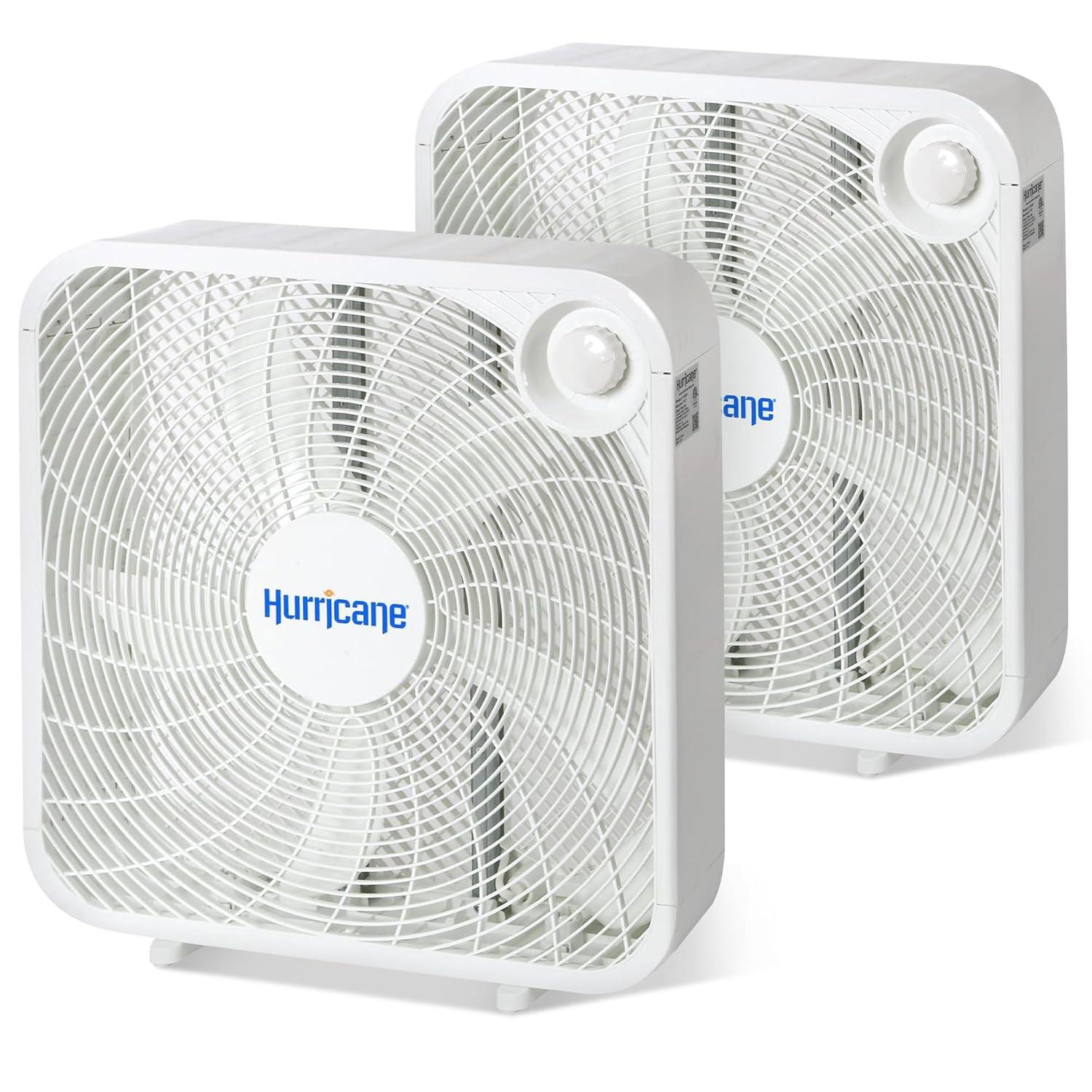 Hurricane Hurricane 20" Classic Series Floor Box Fan with 3 Speed Settings, 2 Pack, White (Set of 2)