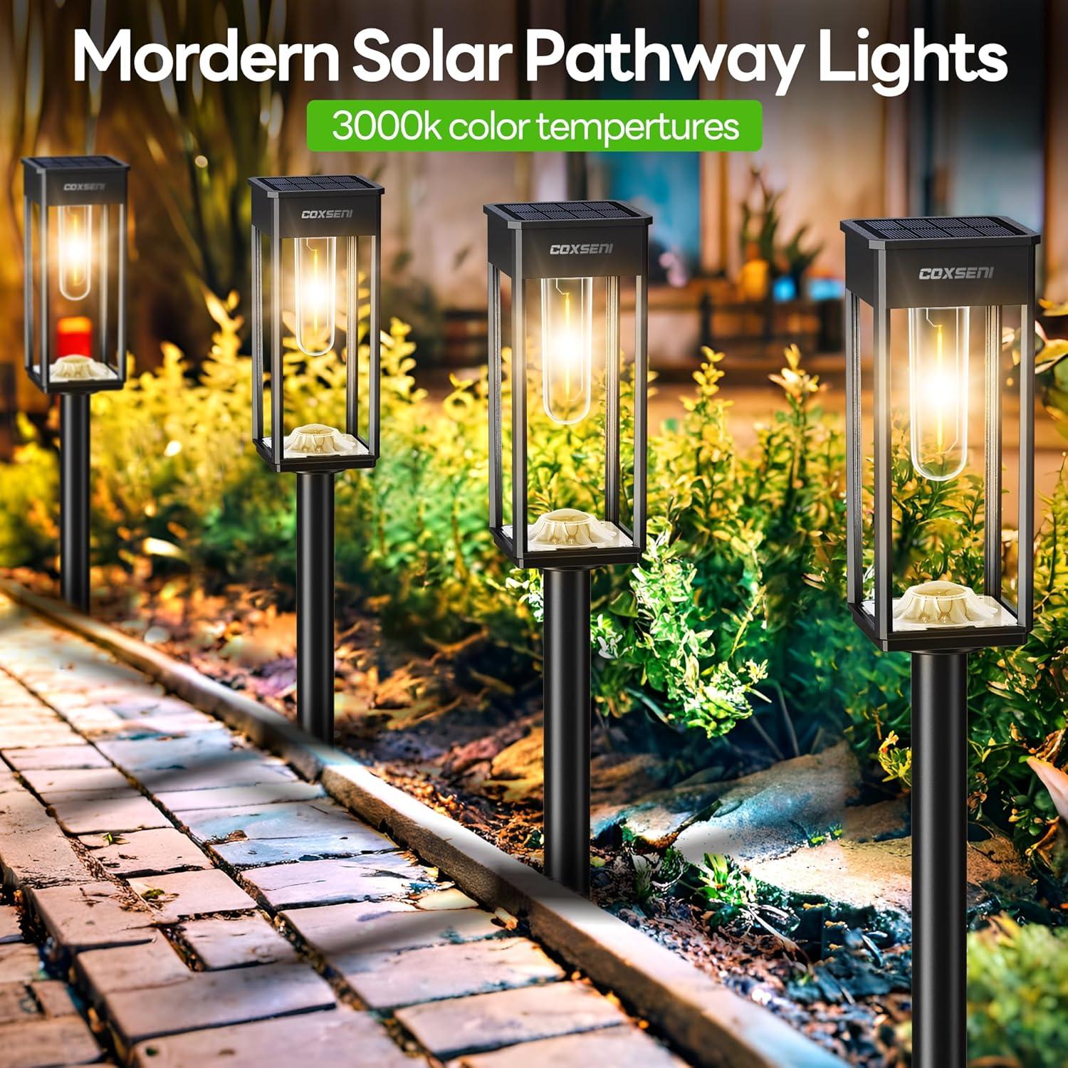 BITPOTT Solar Garden Lighting 8Pack Edison Bulbs Solar Powered Outdoor Pathway Light for Driveway