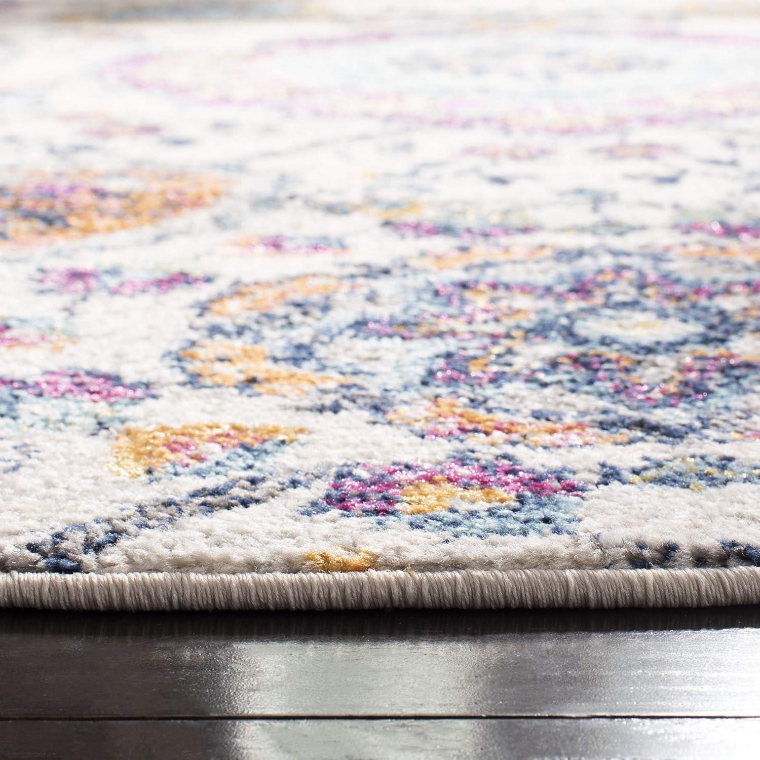 Madison MAD611 Power Loomed Indoor Area Rug - Cream/Multi - 4' Round - Safavieh