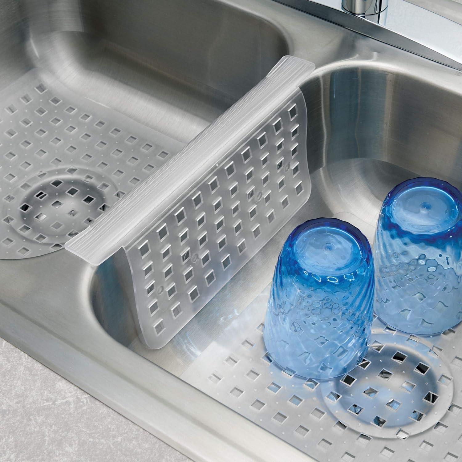 iDesign Euro Plastic Sink Grid, Non-Skid Dish Protector Mat, 16" x 12.5", Clear