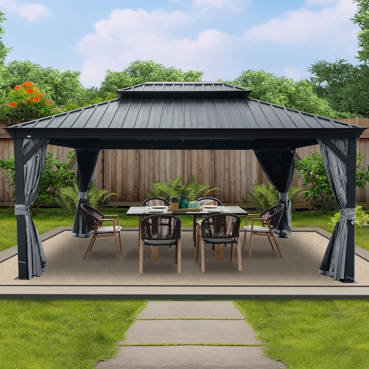 Kozyard Alexander 12' x 16' Hardtop Gazebo, Aluminum Frame Galvanized Steel Roof