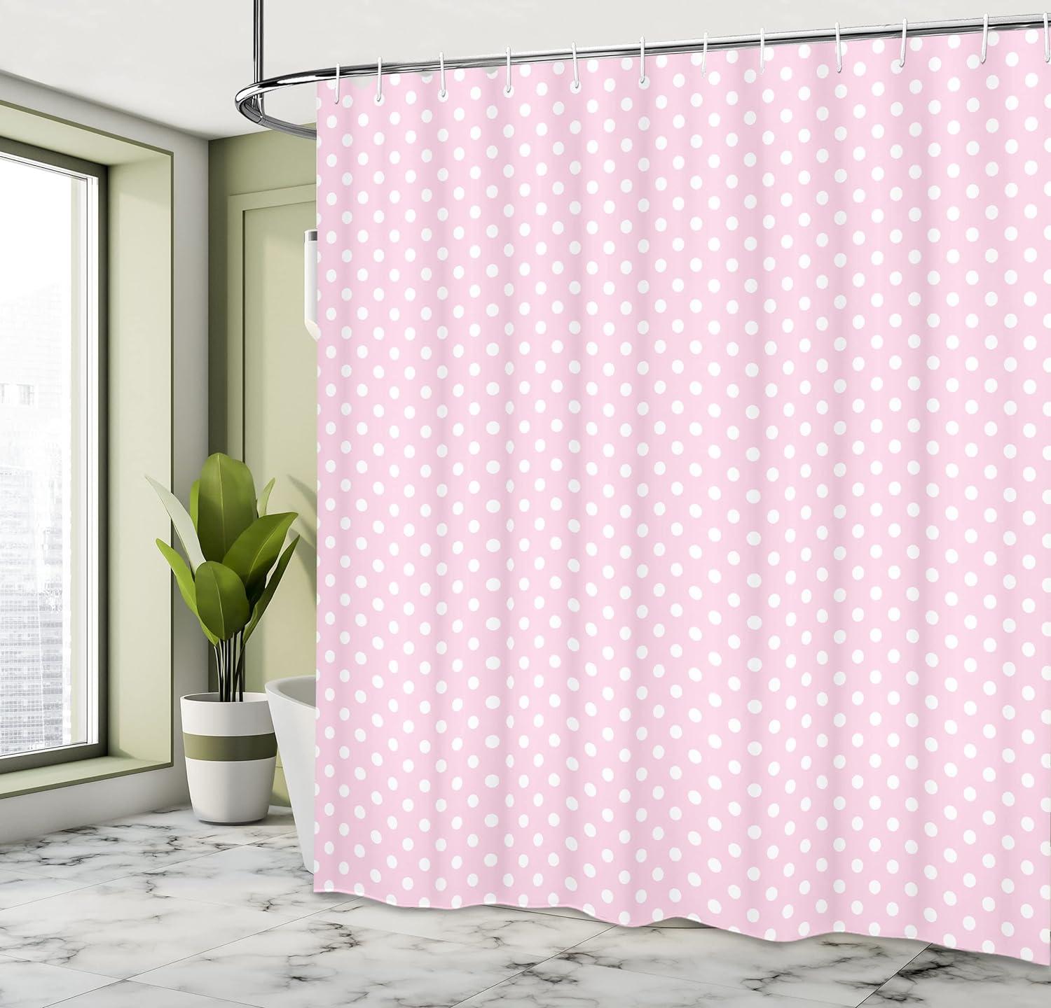 Polka Dots Shower Curtain with Hooks Included