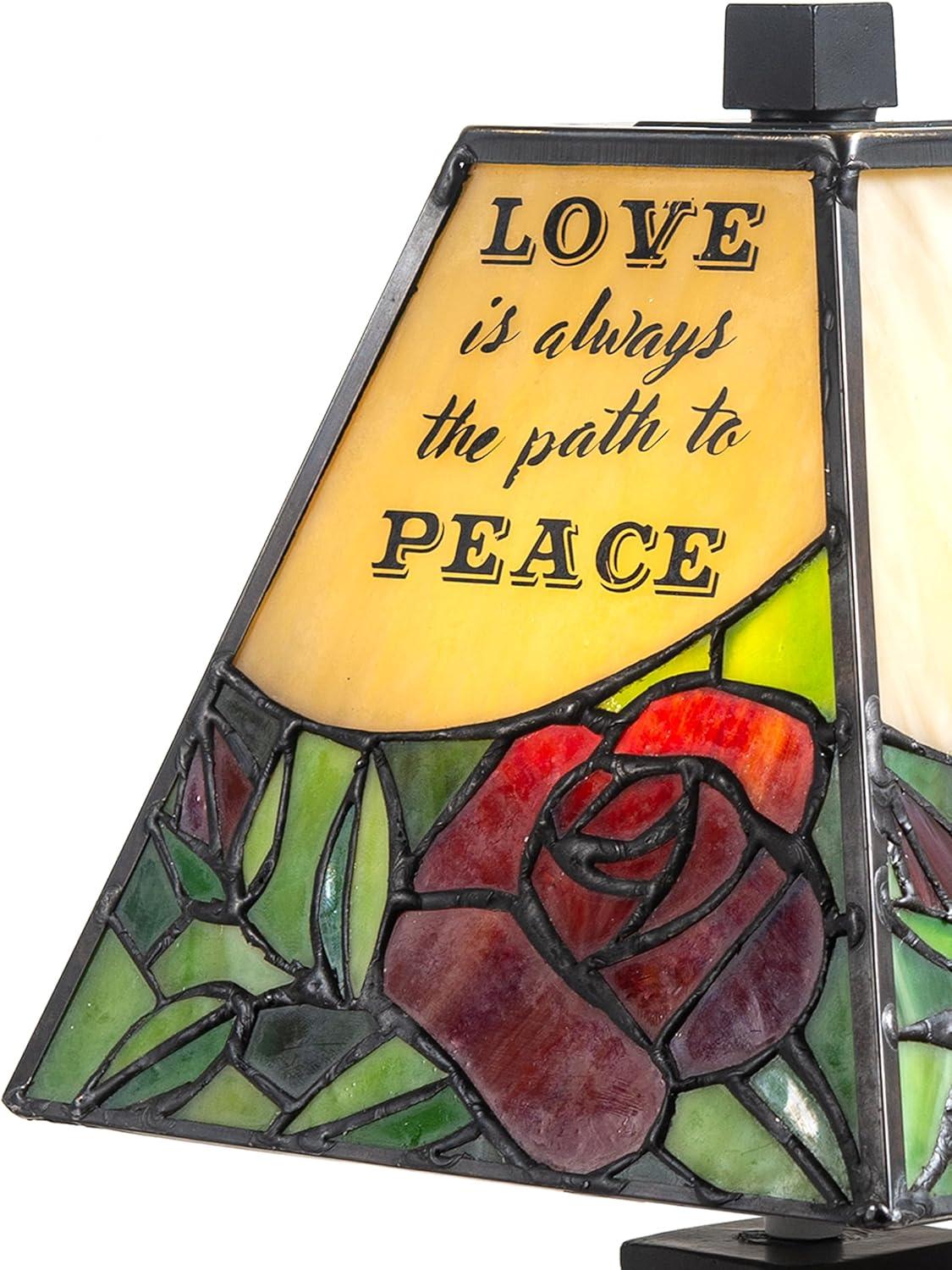 Dale Tiffany Lámpara Decorativa Tiffany Rosa Inspiradora de Bronce Antiguo Lámpara Decorativa