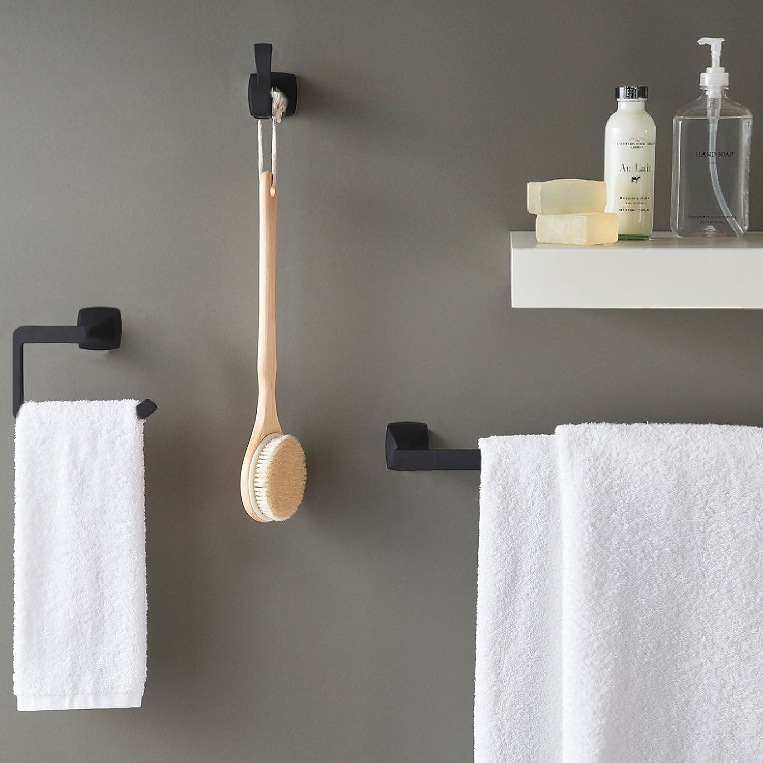 Matte Black Square Wall Mounted Towel Ring