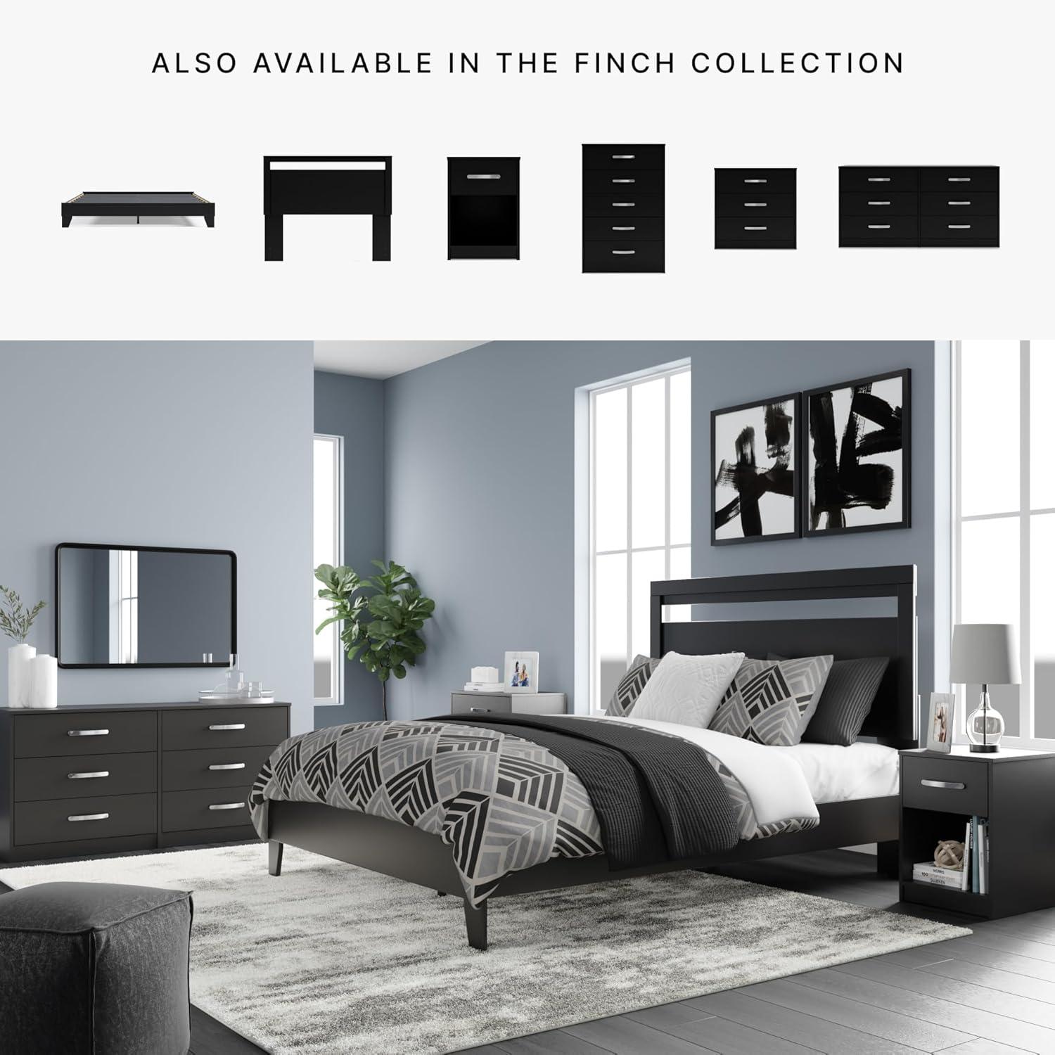 Signature Design by Ashley Queen Finch Platform Bed Black : Modern Style, MDF Frame, No Box Spring Needed
