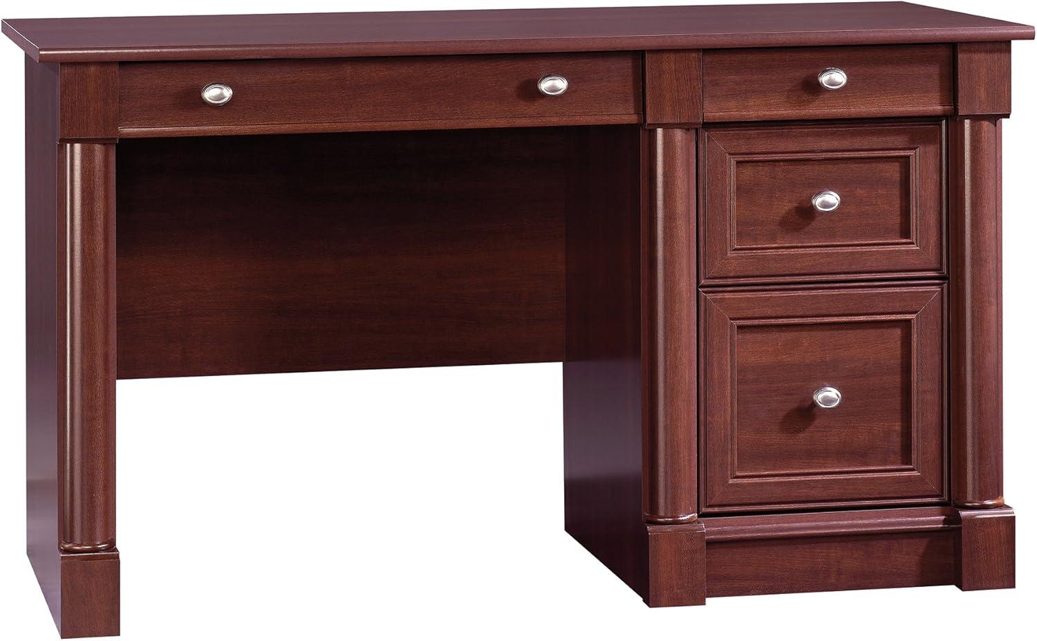 Select Cherry Wood Computer Desk with Drawers and Keyboard Tray