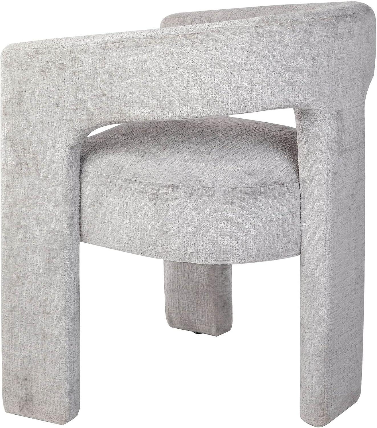 Luxurious Modern Gray Jacquard Barrel Accent Chair