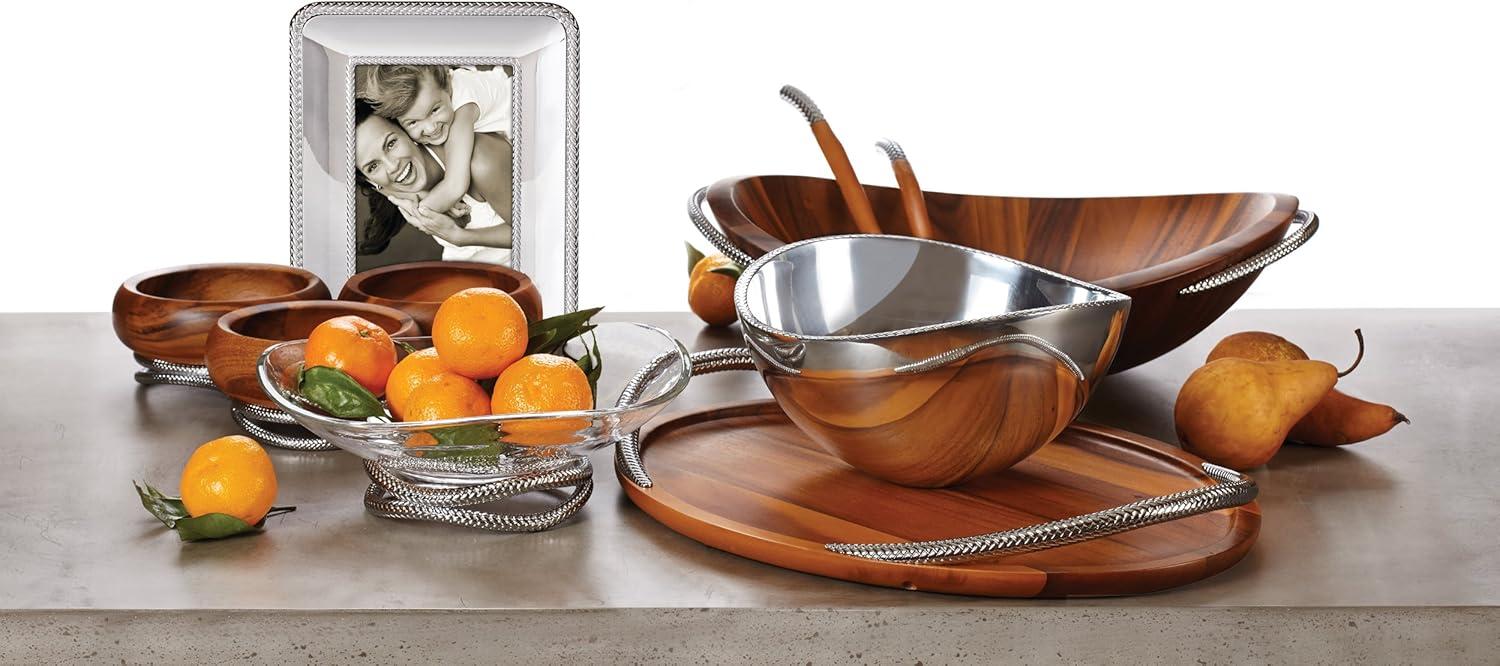 QIXIAN Braid Centerpiece Bowl | Fruit Display Bowl | Decorative Bowl for Table Décor or Kitchen Counter | Chrome Plate and Glass | Modern Centerpiece | 11-Inch