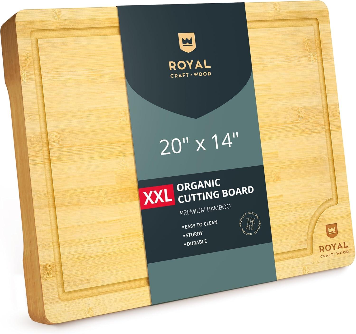 Royal Craft Wood Bamboo Cutting Board (XXL, 20”x14”)