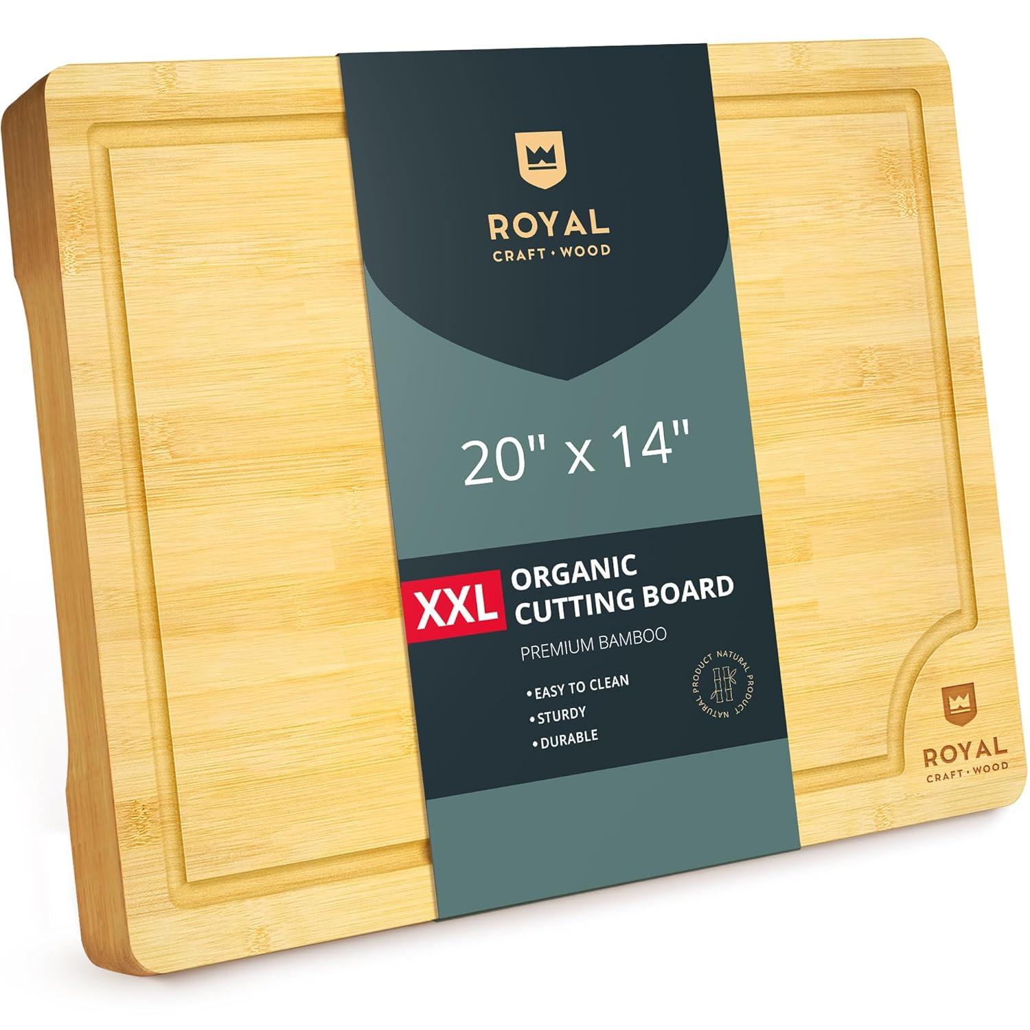 Royal Craft Wood Bamboo Cutting Board (XXL, 20”x14”)